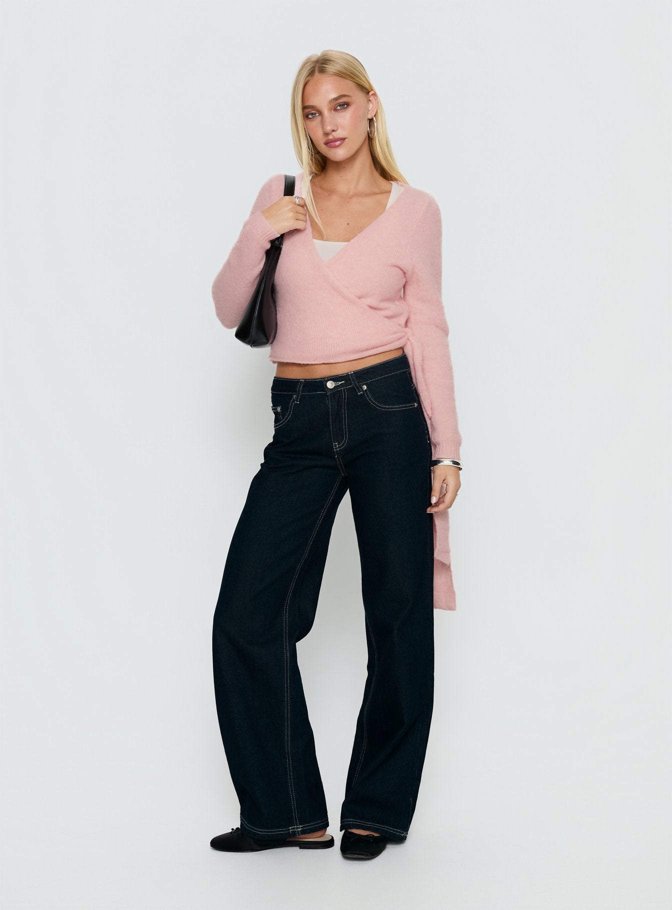 Tonee Wrap Knit Cardigan Pink - Image 2