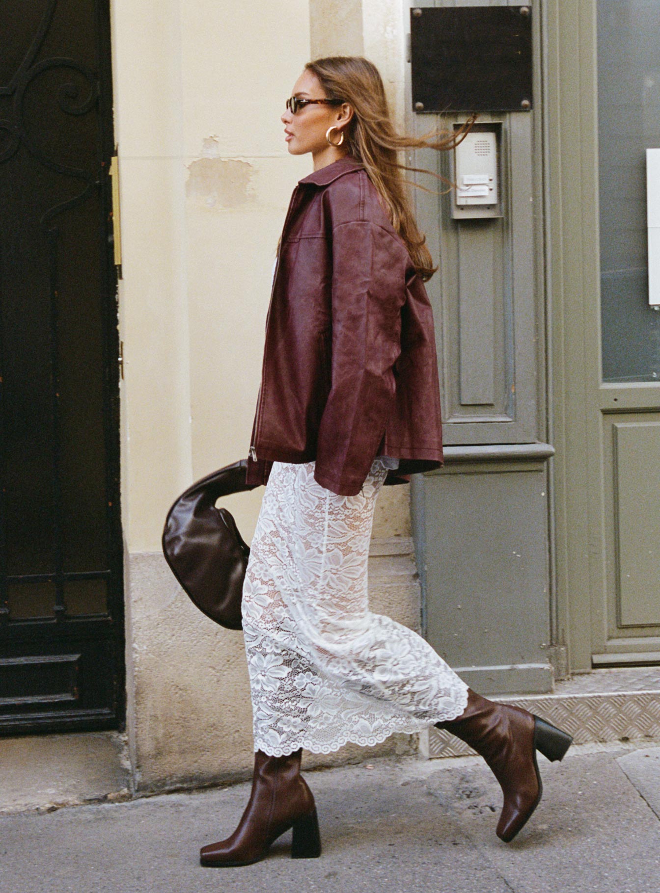 Napoleon Faux Leather Jacket Burgundy - Image 9