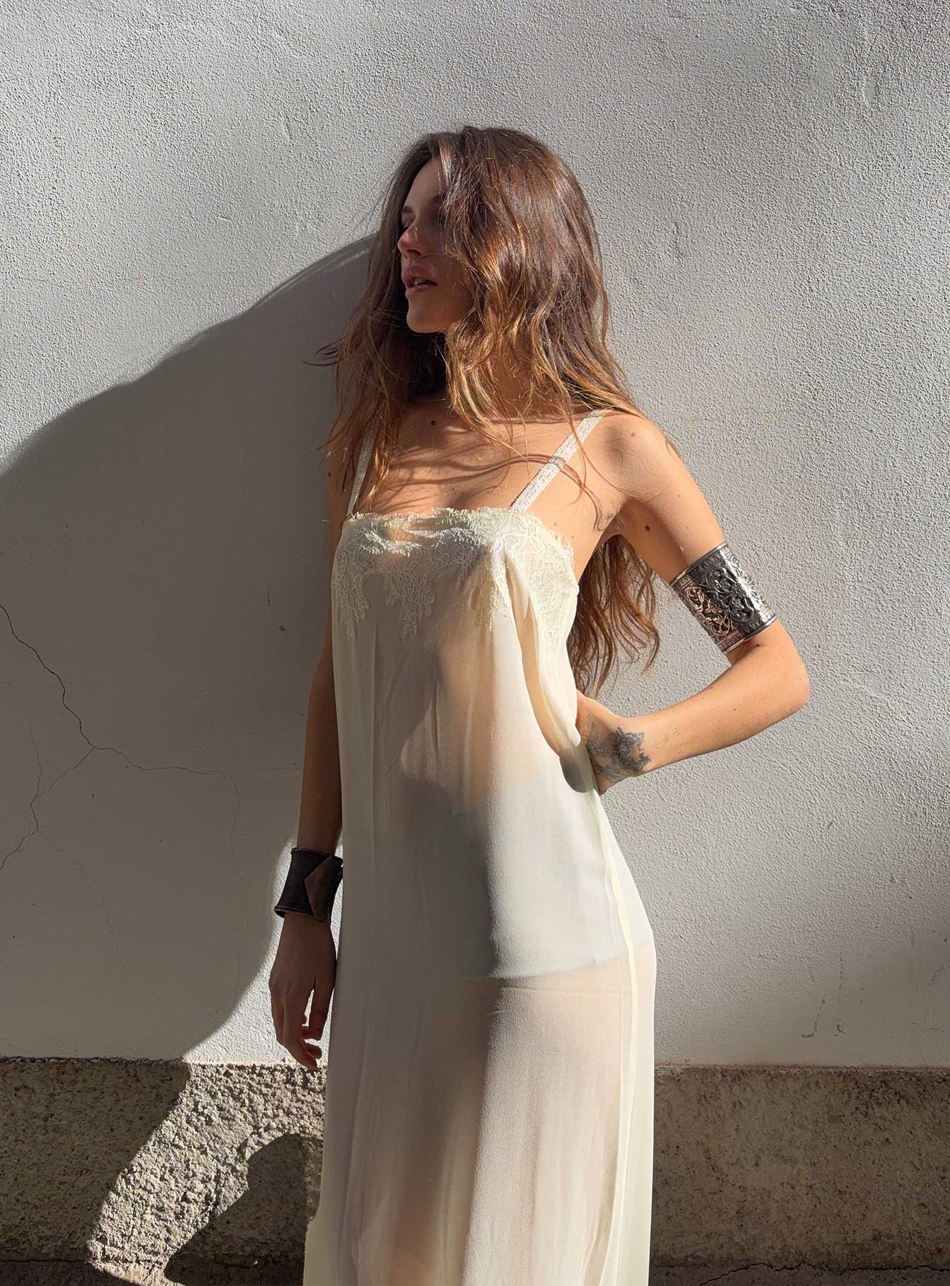 Glacial Sheer Maxi Dress Butter - Image 8