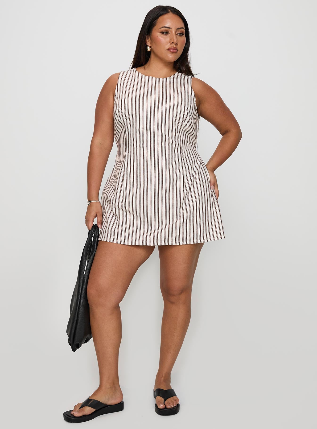 Yumiko Romper Brown Stripe Curve - Image 2