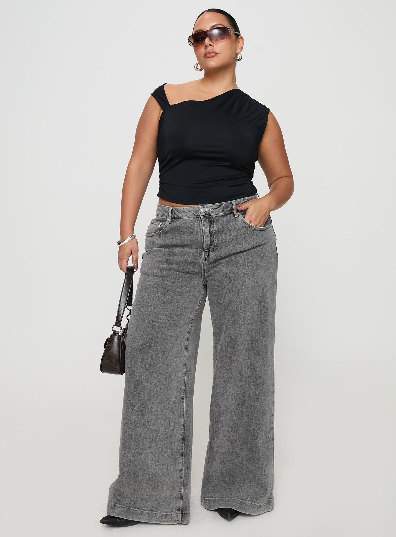 Wolfie High Rise Wide Leg Slouchy Jeans Steel Curve - Image 3