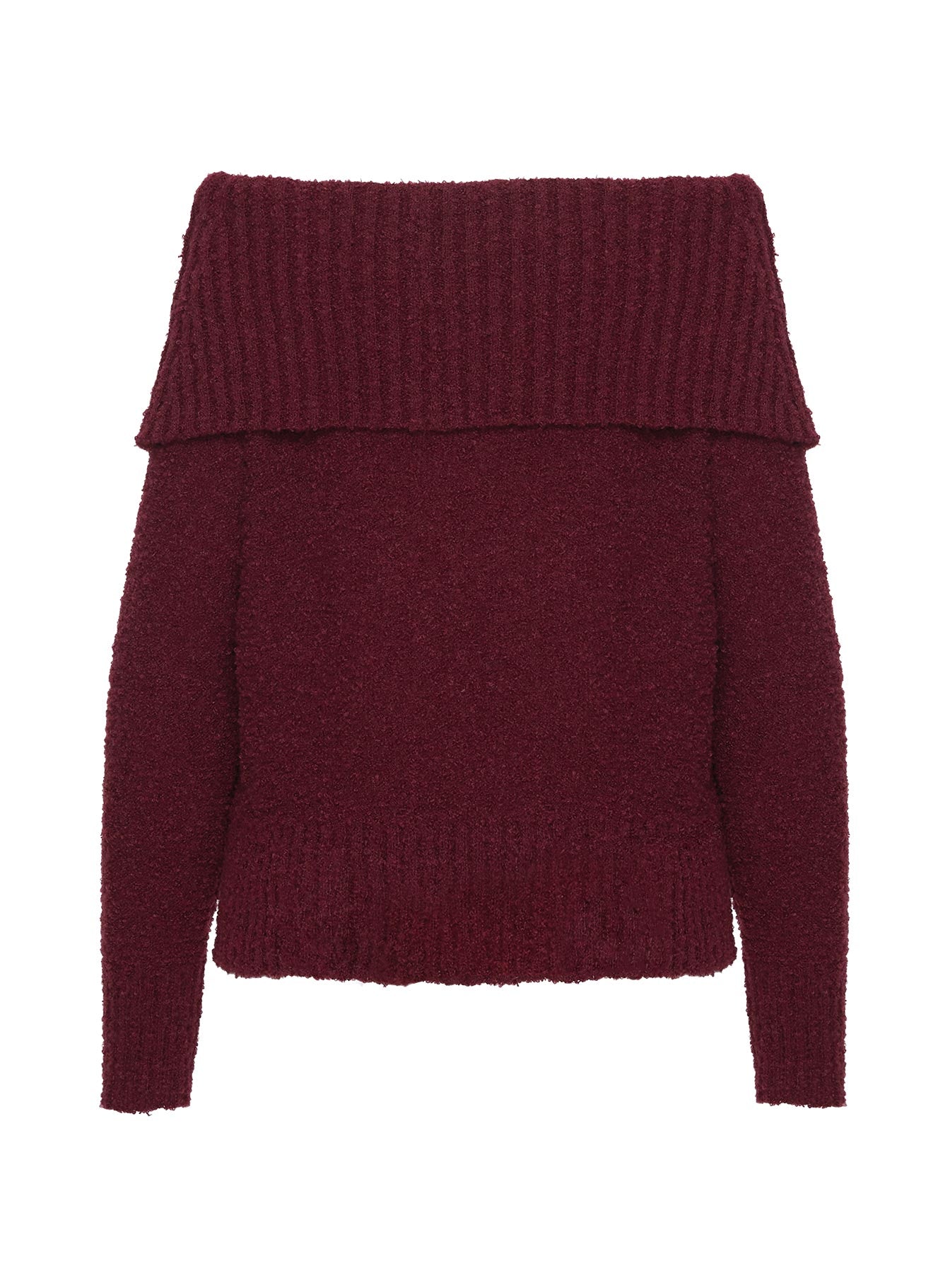 Parkley Boucle Off The Shoulder Sweater Burgundy - Image 7