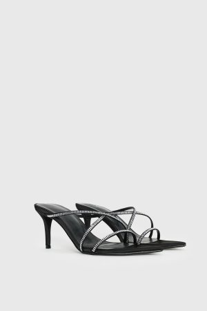 Billini Effy Heels Black Satin Diamante