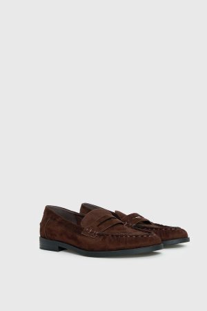 Therapy Albert Faux Suede Loafers Brown