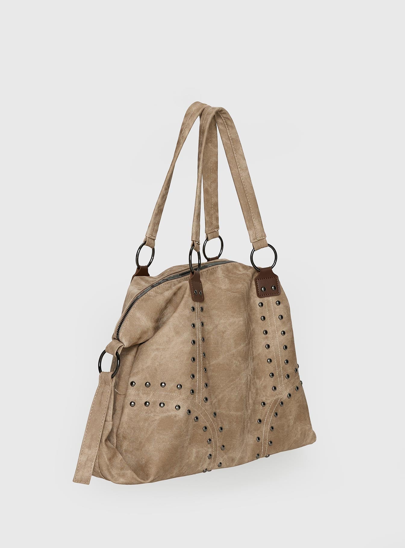 Brittin Stud Detail Shoulder Bag Beige - Image 3