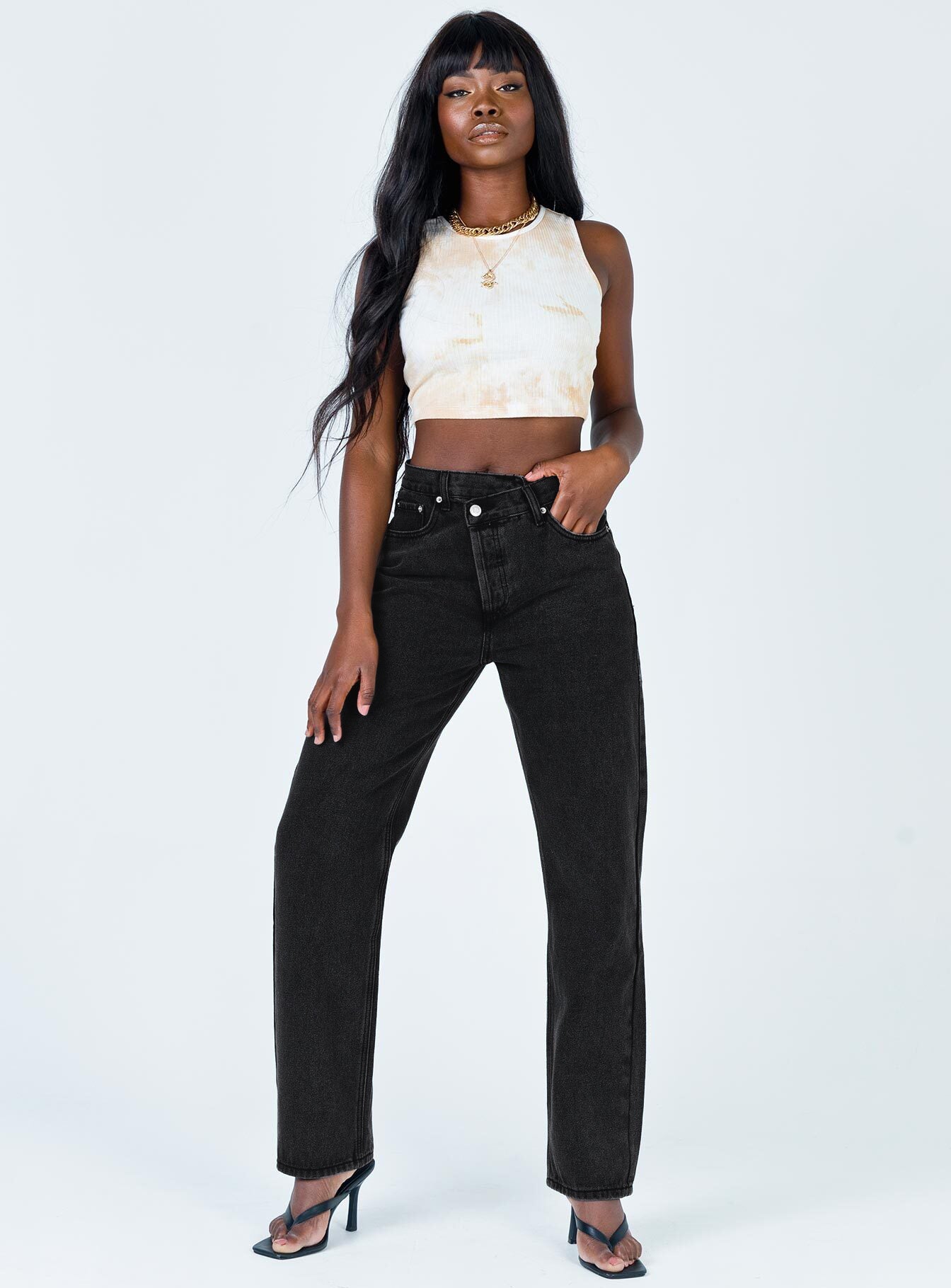 Holly Asymmetric Straight Leg Jean Black Denim - Image 3