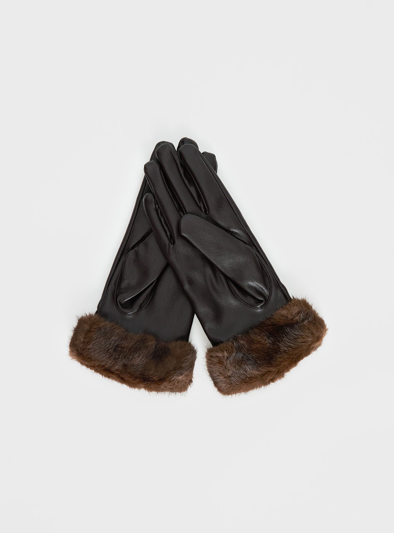 Elowynn Faux Leather Gloves Brown - Image 3