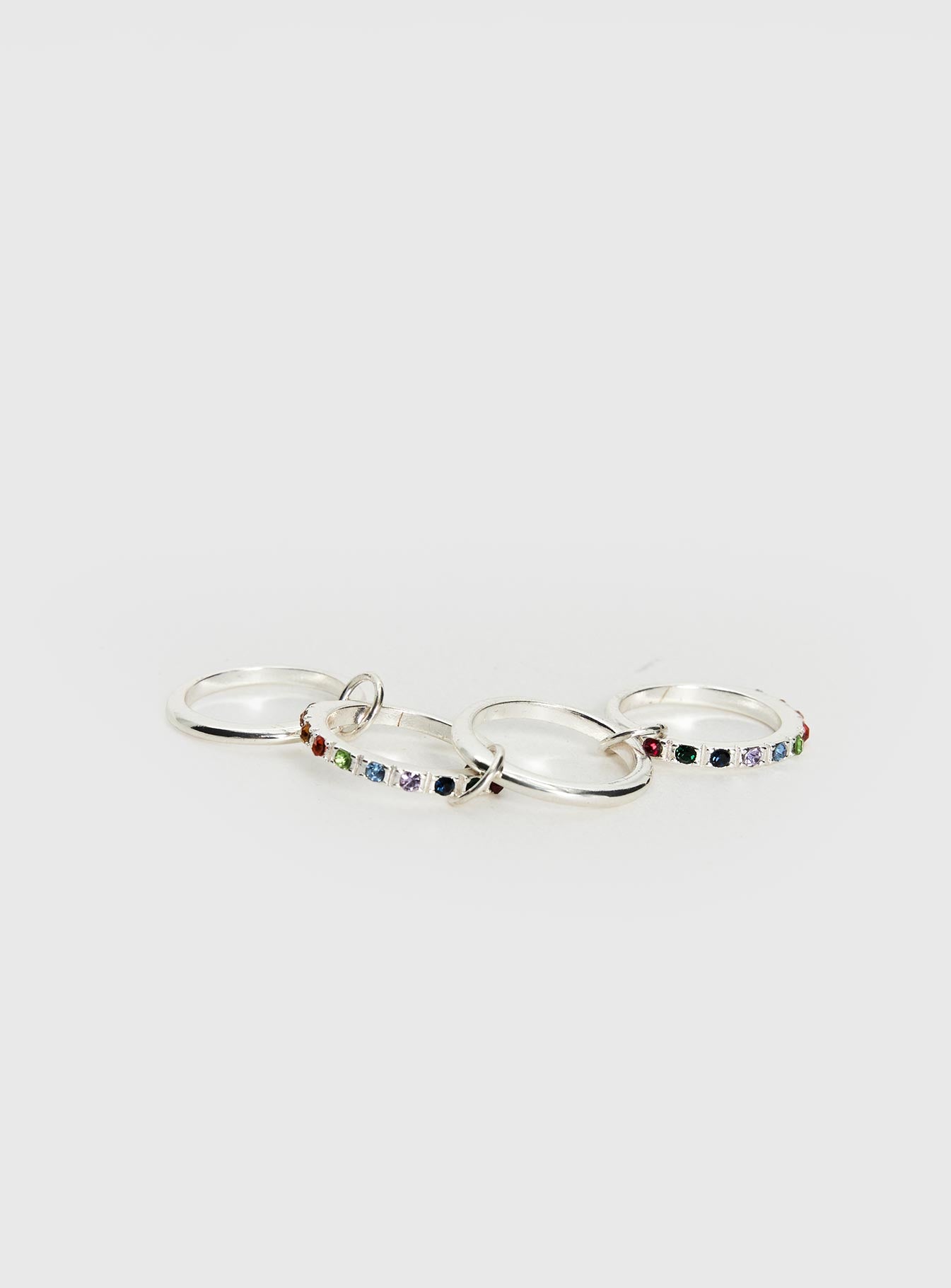 Leanah Stacked Gemstone Ring Silver - Image 3