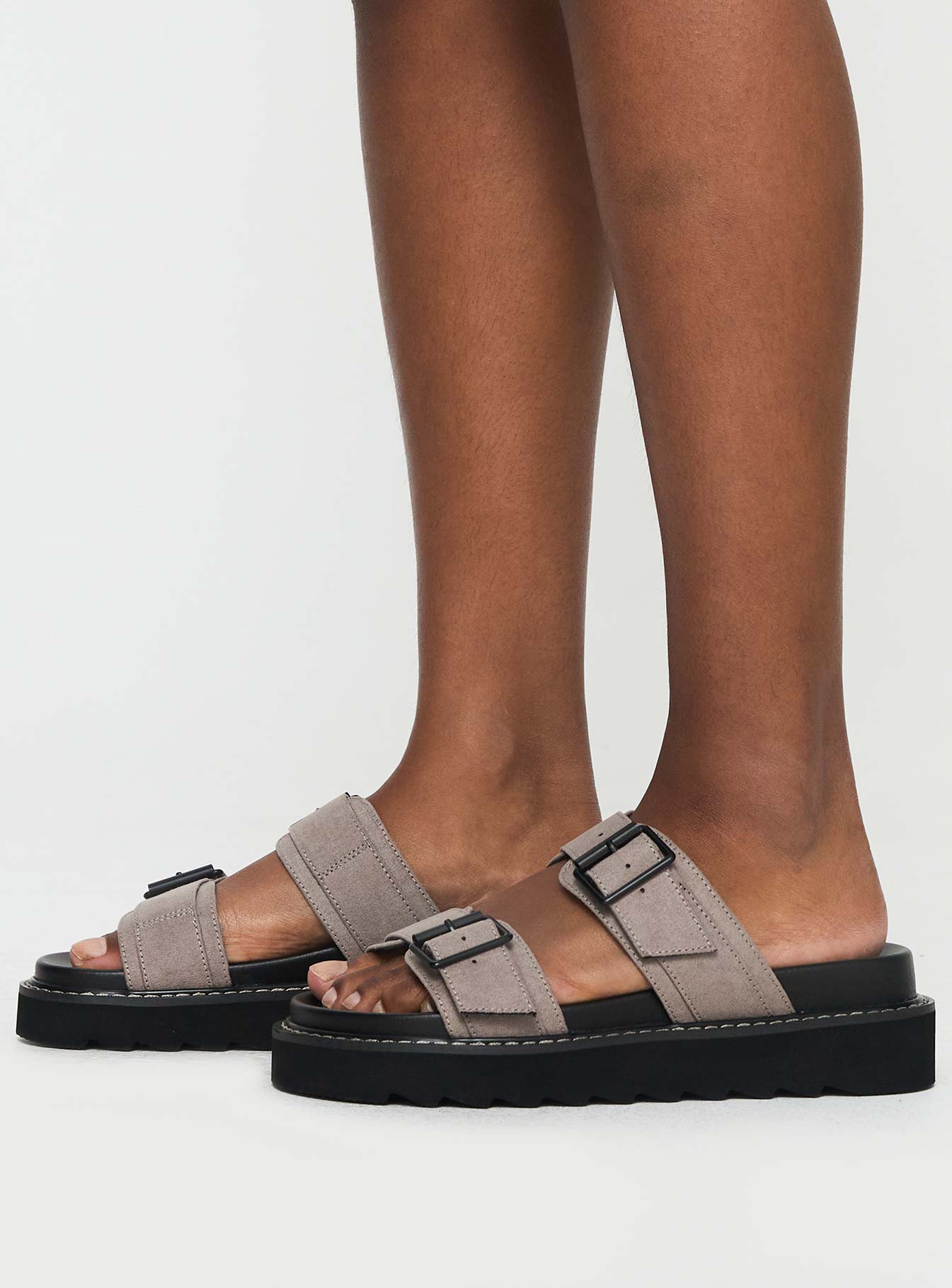 Ma Belle Sandals Faux Suede Taupe - Image 3