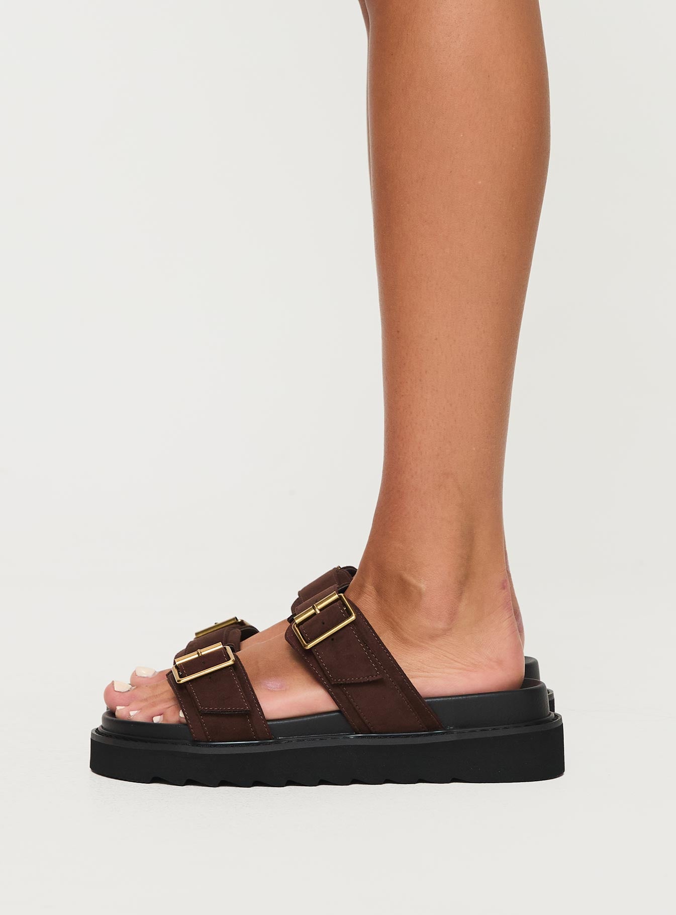 Ma Belle Sandals Brown Faux Suede - Image 3