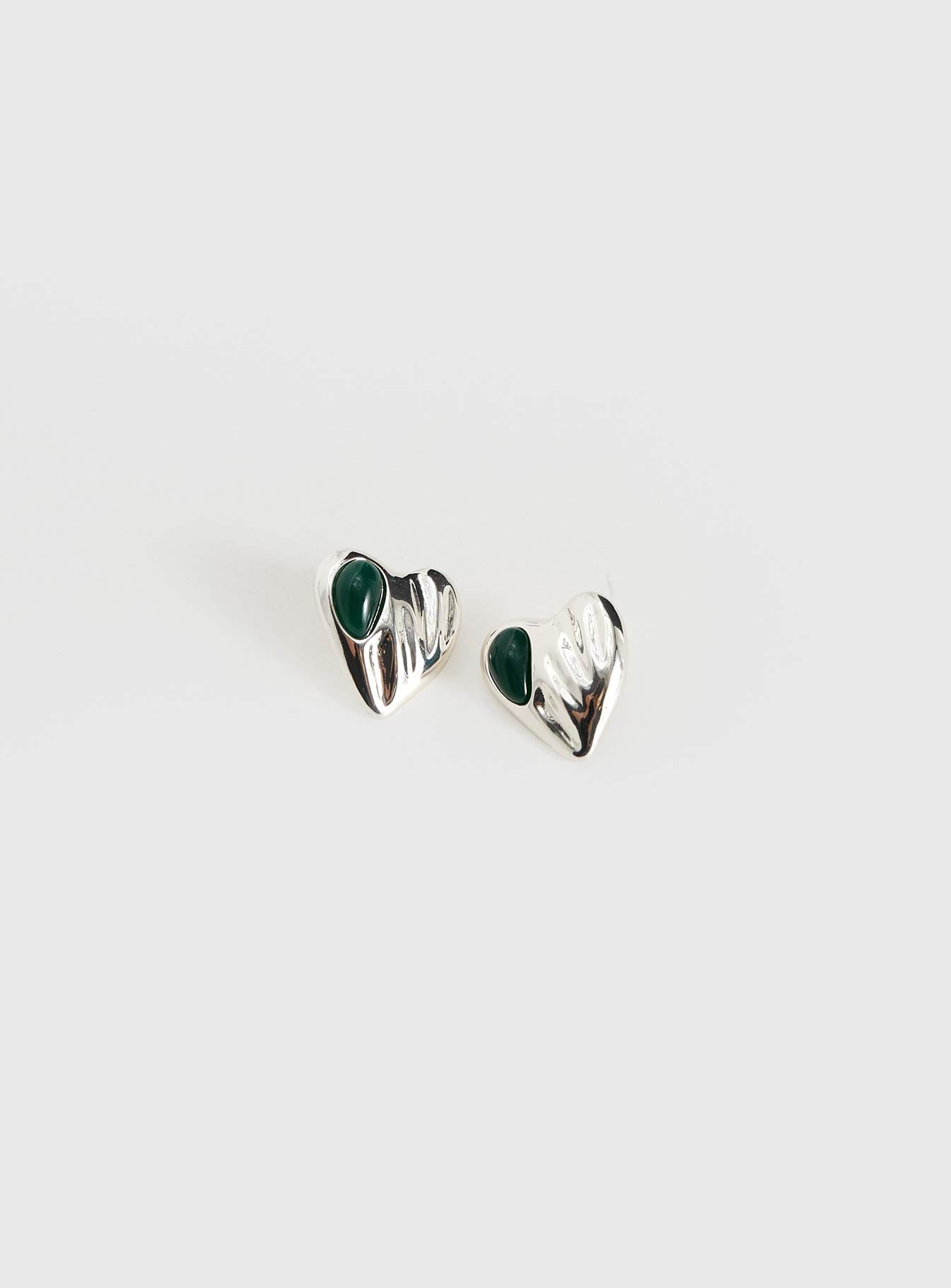 Citrah Heart Stud Earrings Silver - Image 3