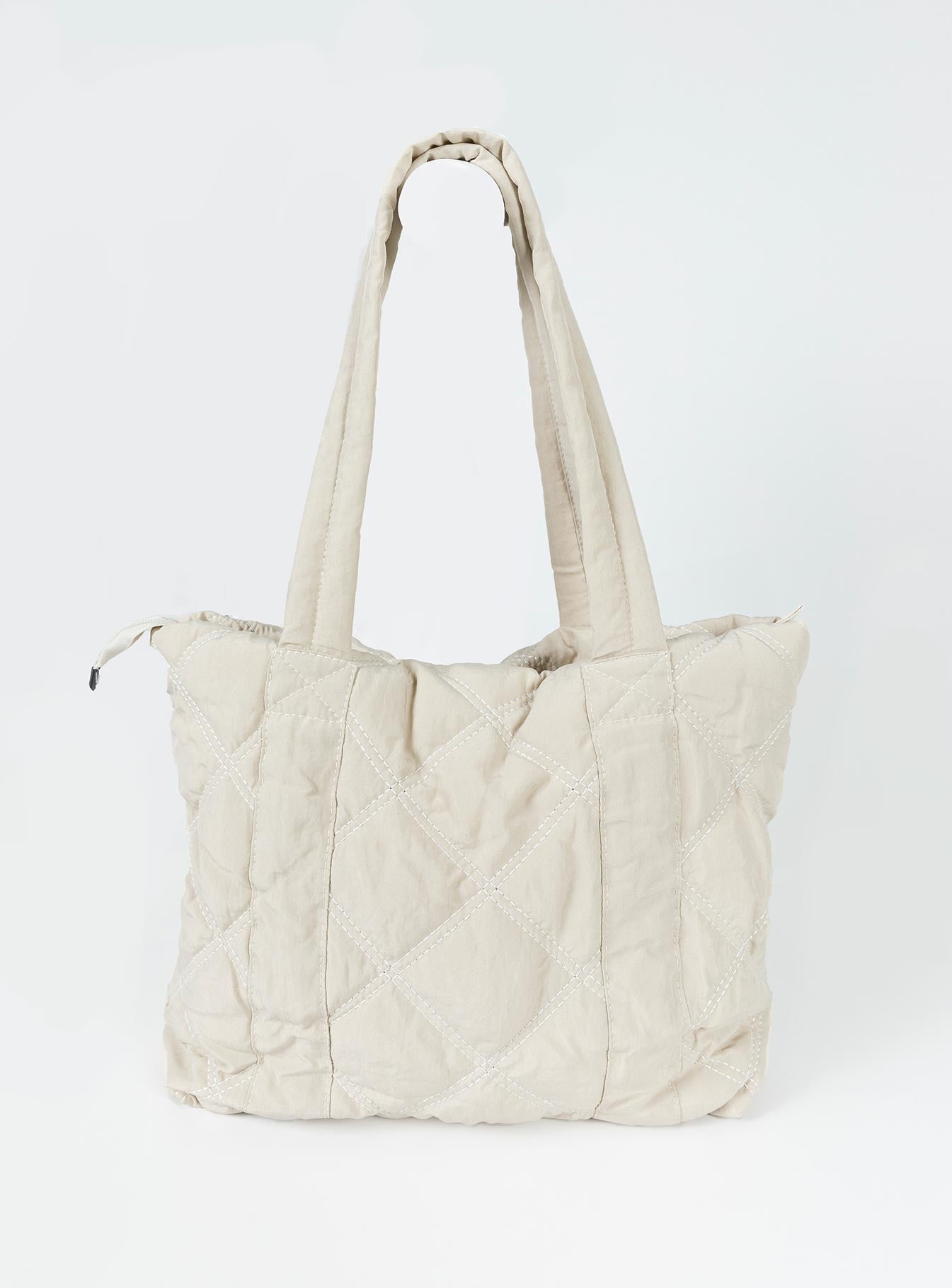 Jovie Nylon Quilted Tote Beige - Image 2