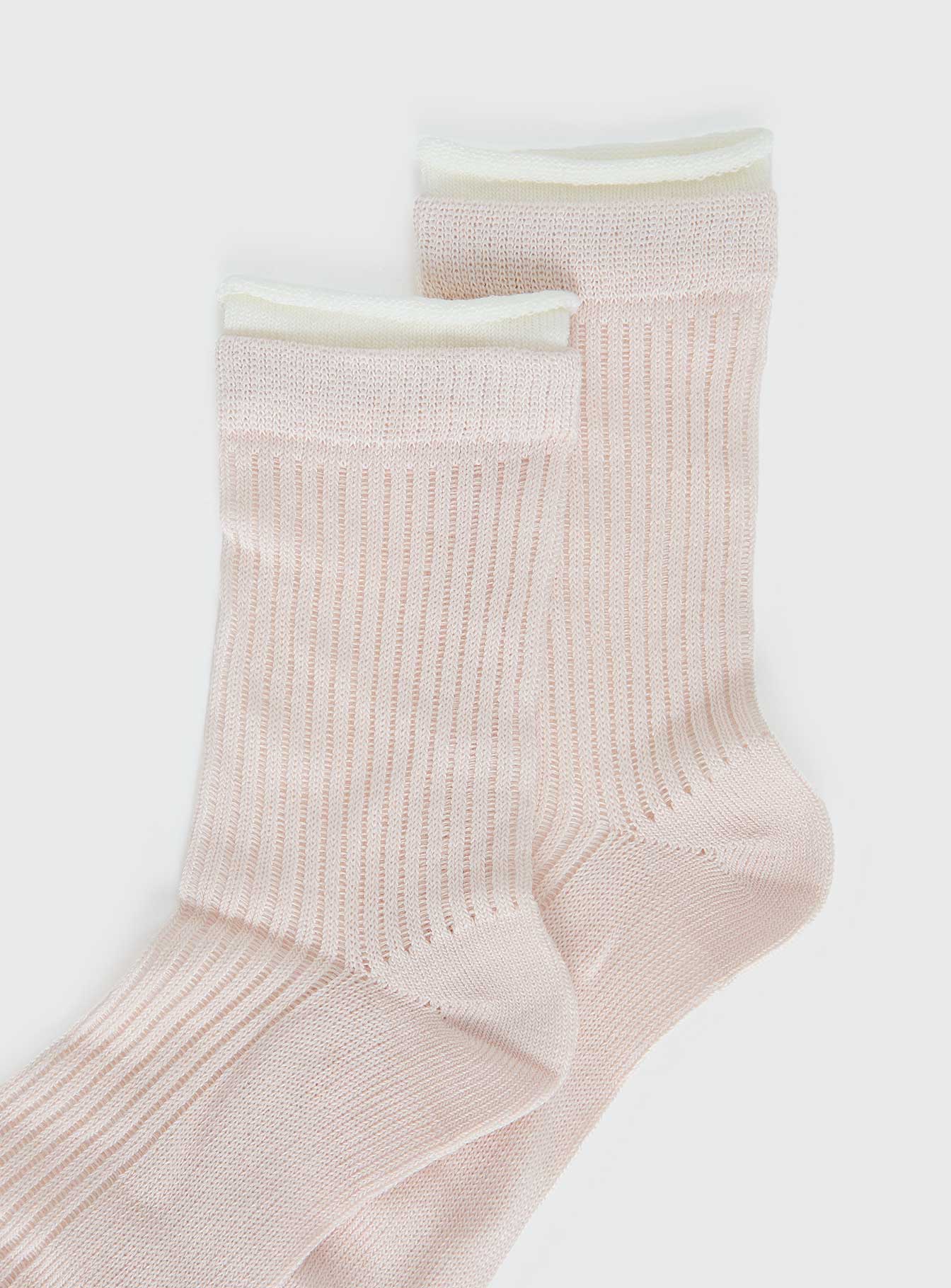Daliar Contrast Trim Socks Pink - Image 3