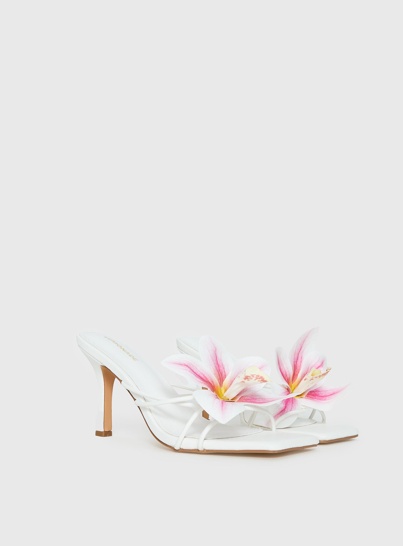 Exotic Etty Floral Detail Heels White - Image 2