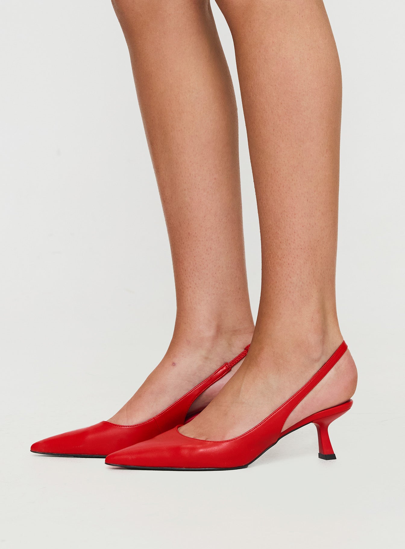 Denalia Pointed Toe Heels Red Matte - Image 3