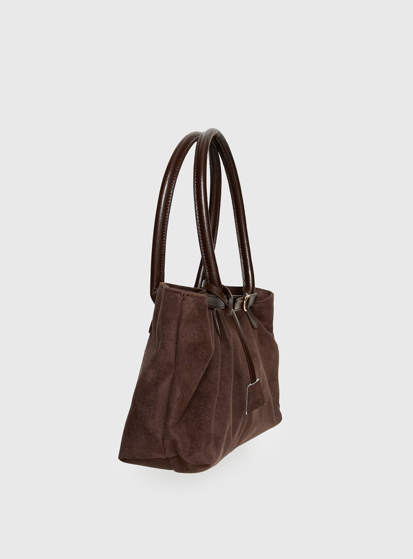 Yearning Faux Suede Buckle Detail Shoulder Bag Choc - Image 3