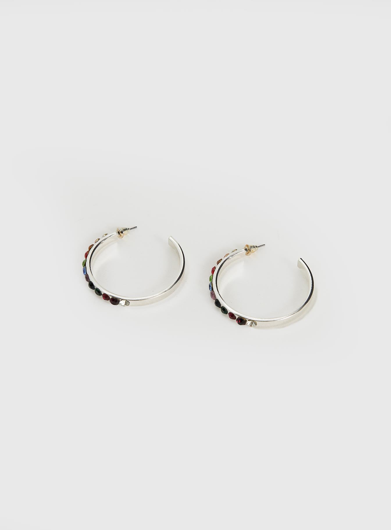 Leanah Gemstone Hoop Earrings Silver - Image 3