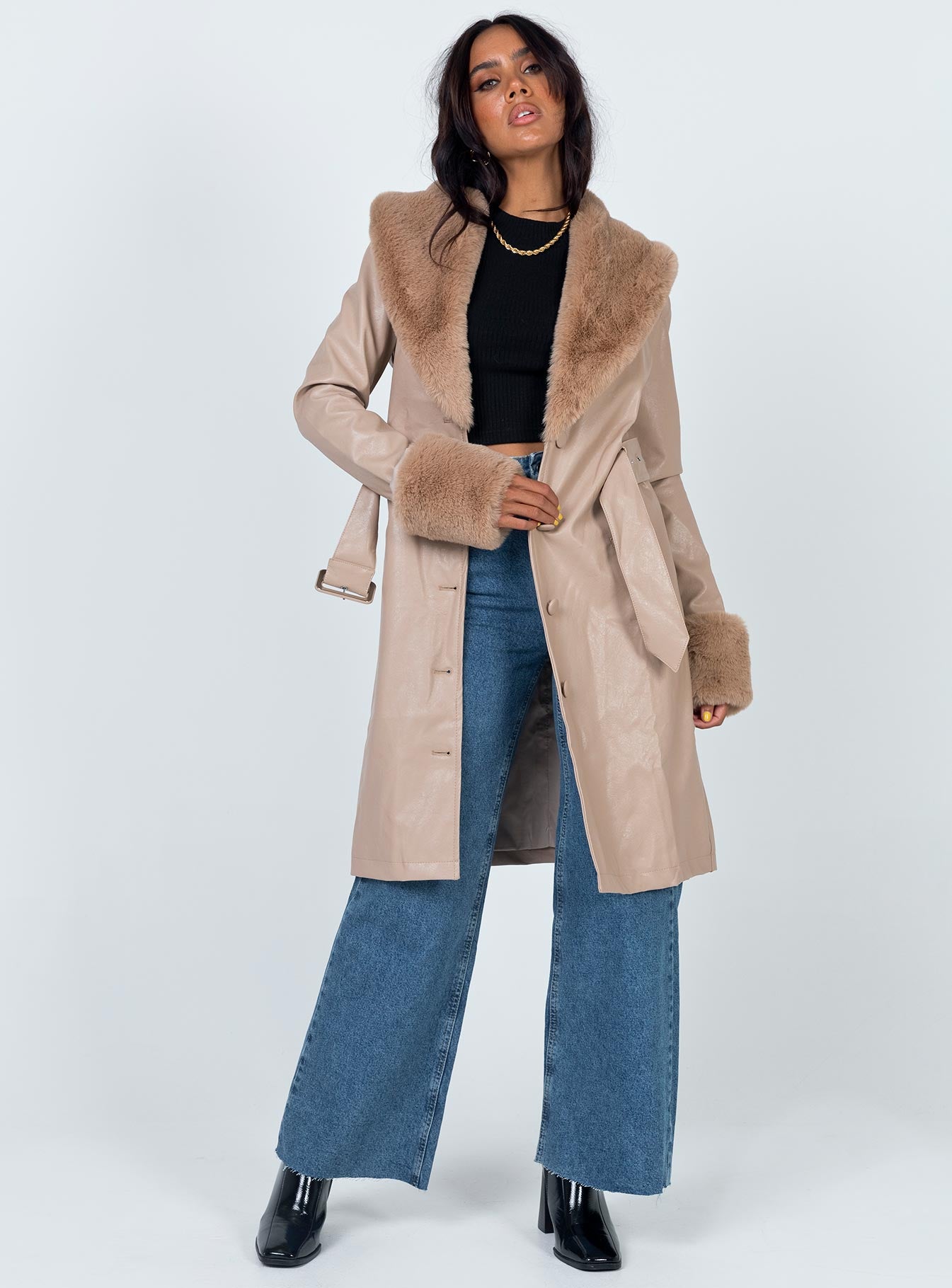 Brooklyn Long Coat Tan - Image 3