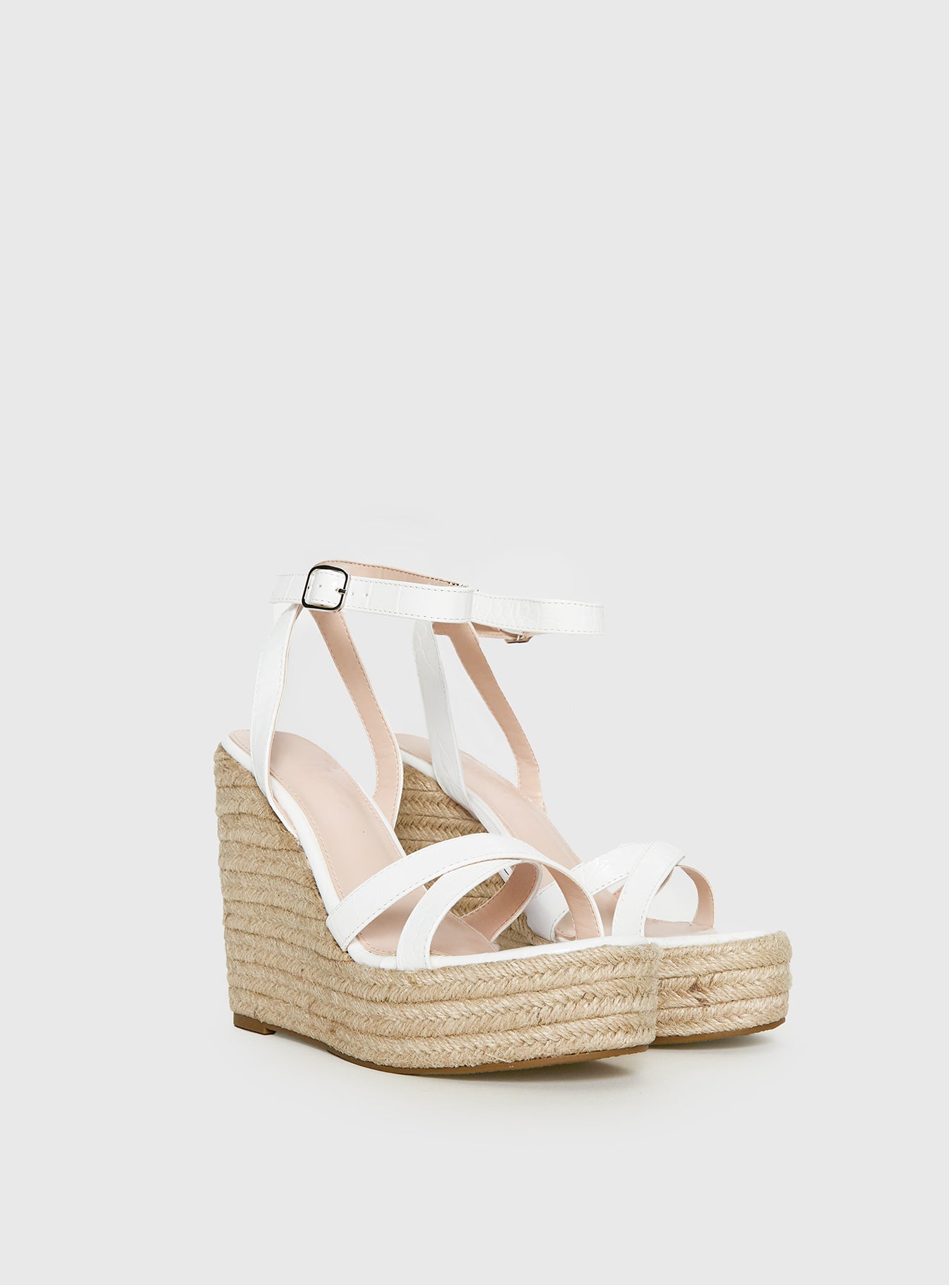 Jesper Espadrille Wedged Heels White Croc - Image 3