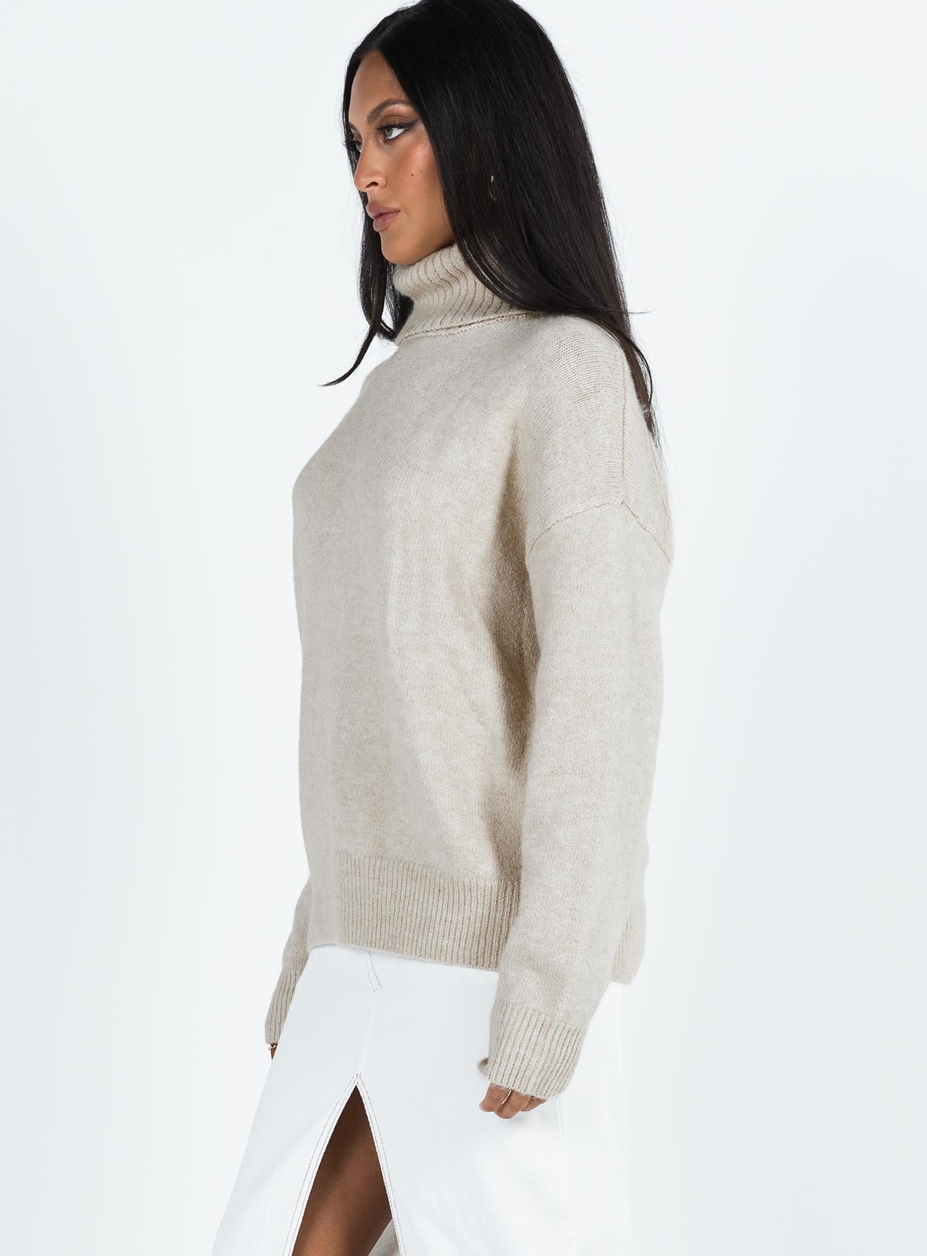 Oswin Turtleneck Sweater Oatmeal - Image 4