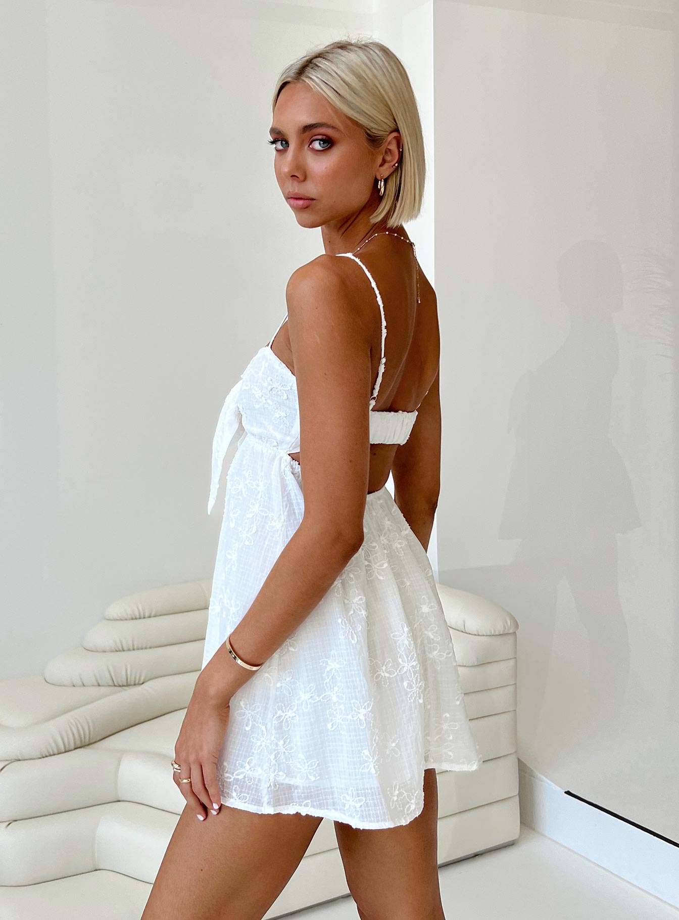 Granno Mini Dress White - Image 4