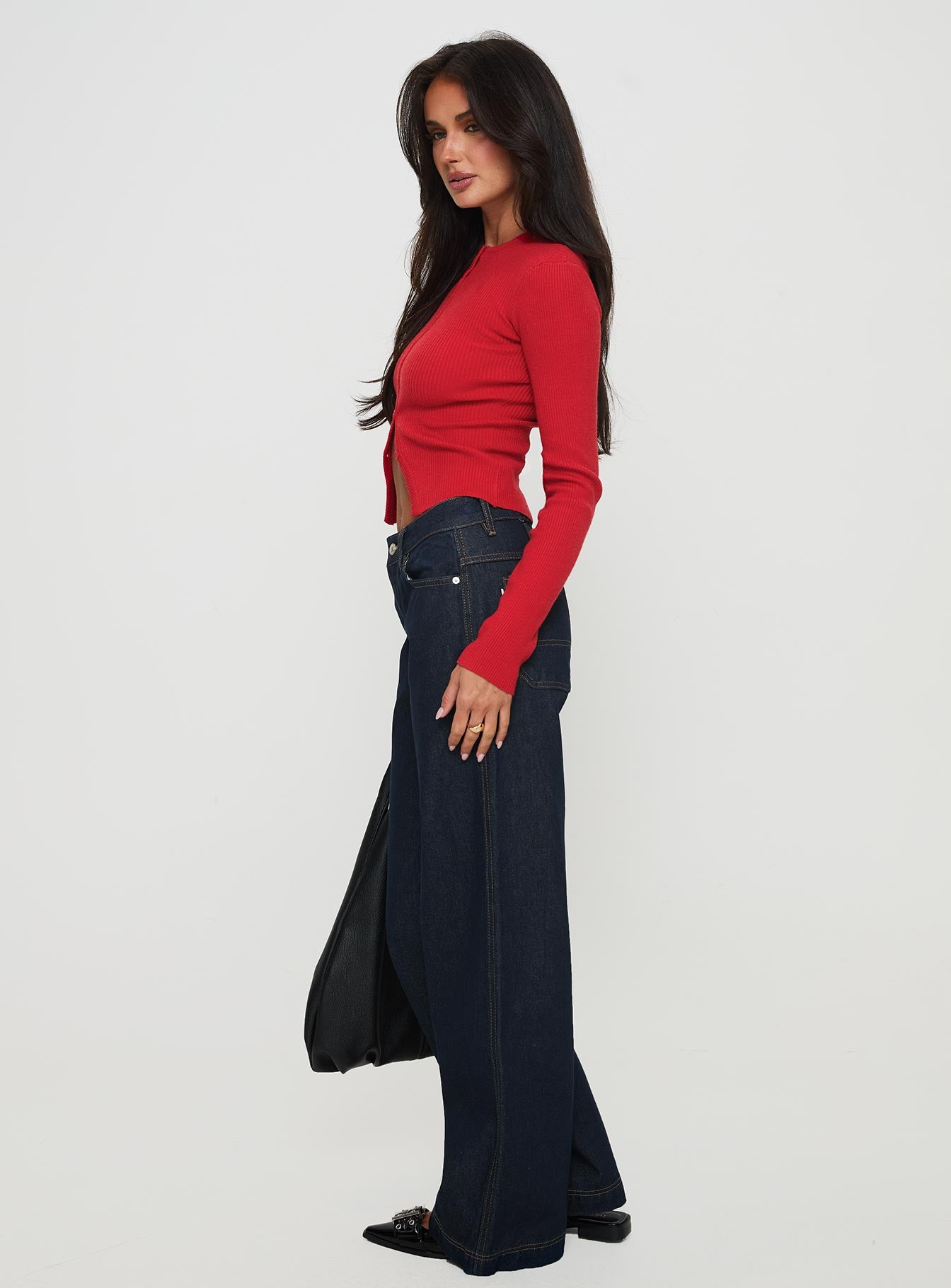 Jankins Mid Rise Baggy Jeans Dark Blue Wash - Image 4