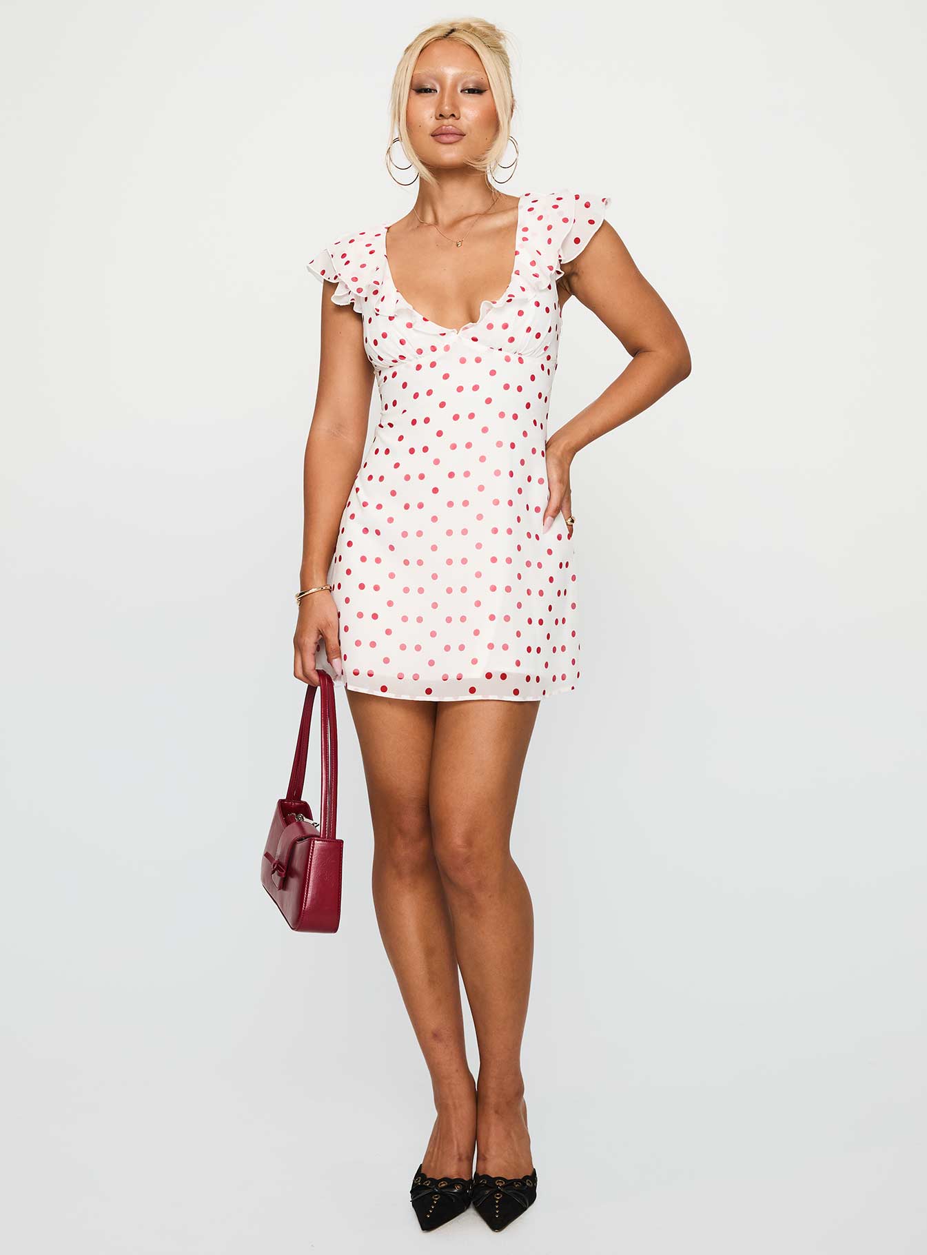 I Guess So Mini Dress White / Burgundy Tall - Image 3