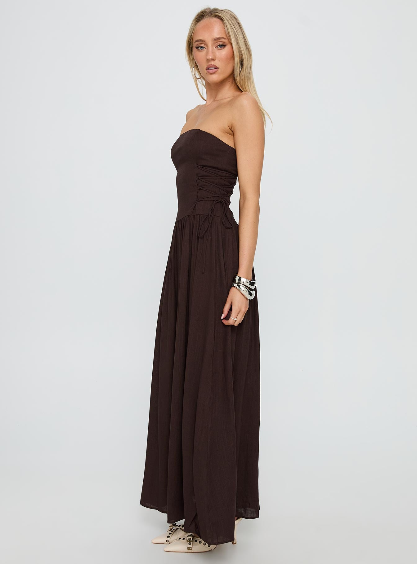 So Far So Good Maxi Dress Chocolate - Image 3