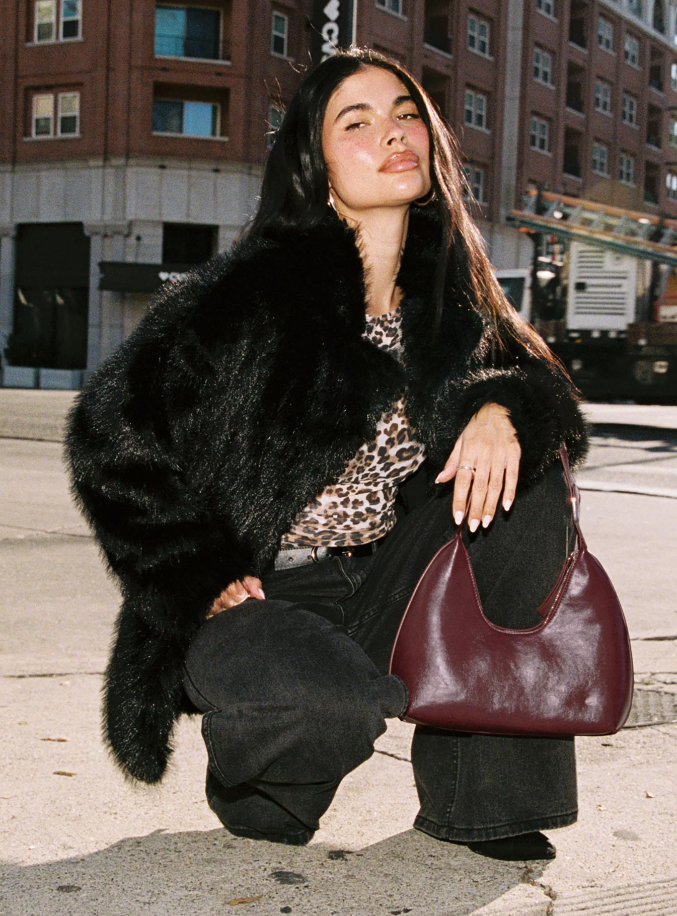 Super Trouper Faux Fur Jacket Black - Image 5