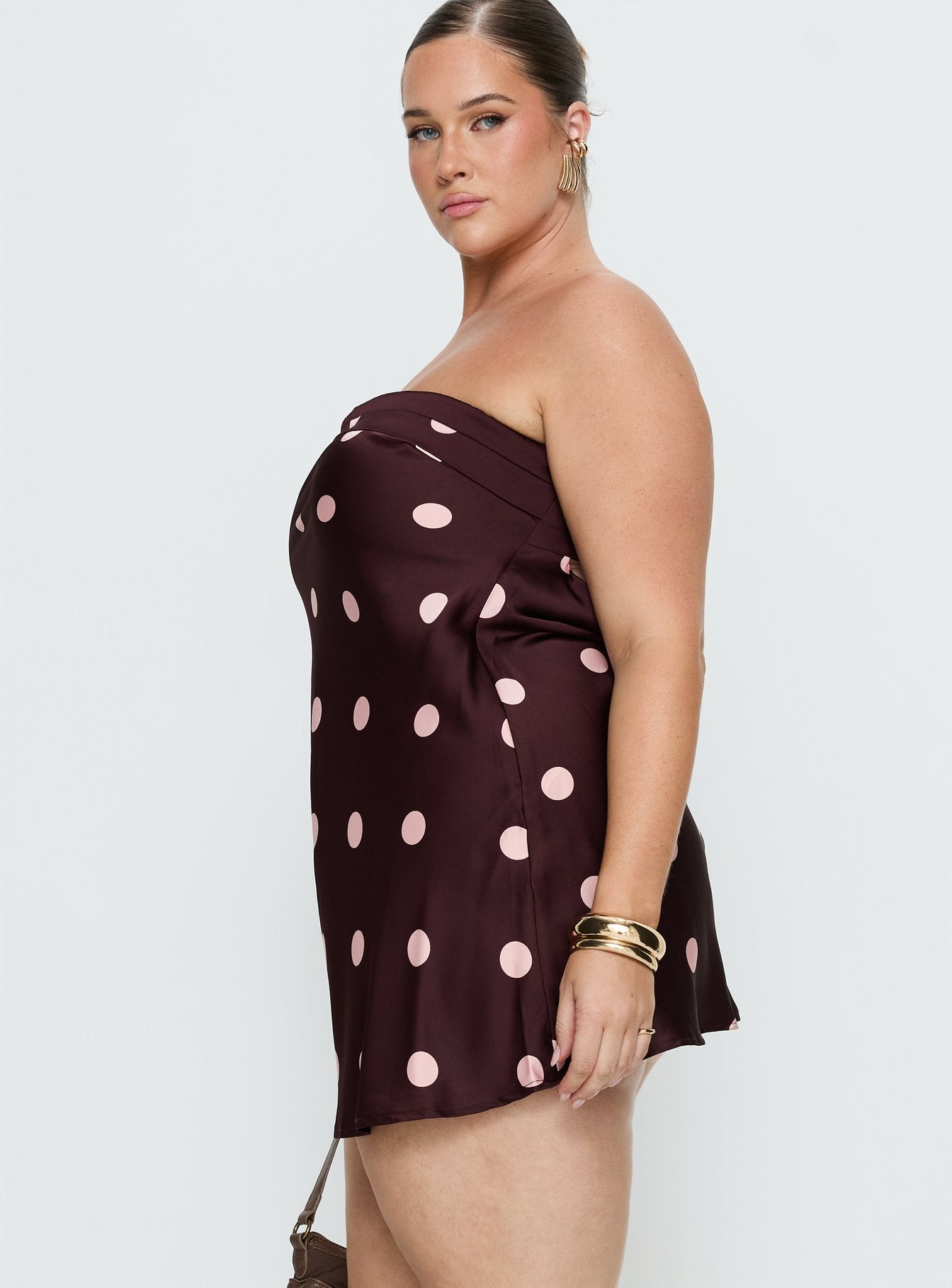 Phillipa Mini Dress Plum / Pink Polka Dot Curve - Image 4
