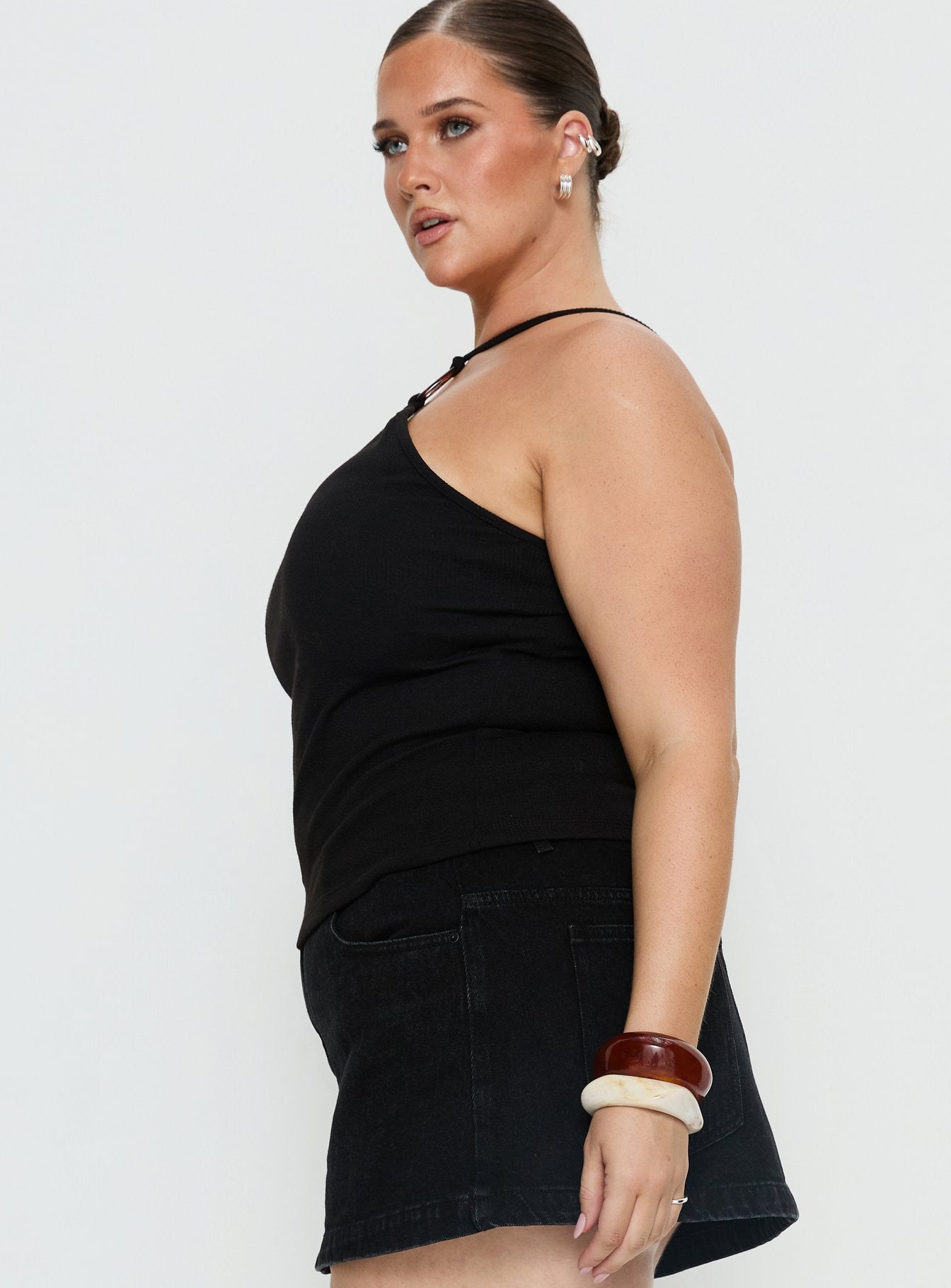 Teyla Ring Detail Top Black Curve - Image 4