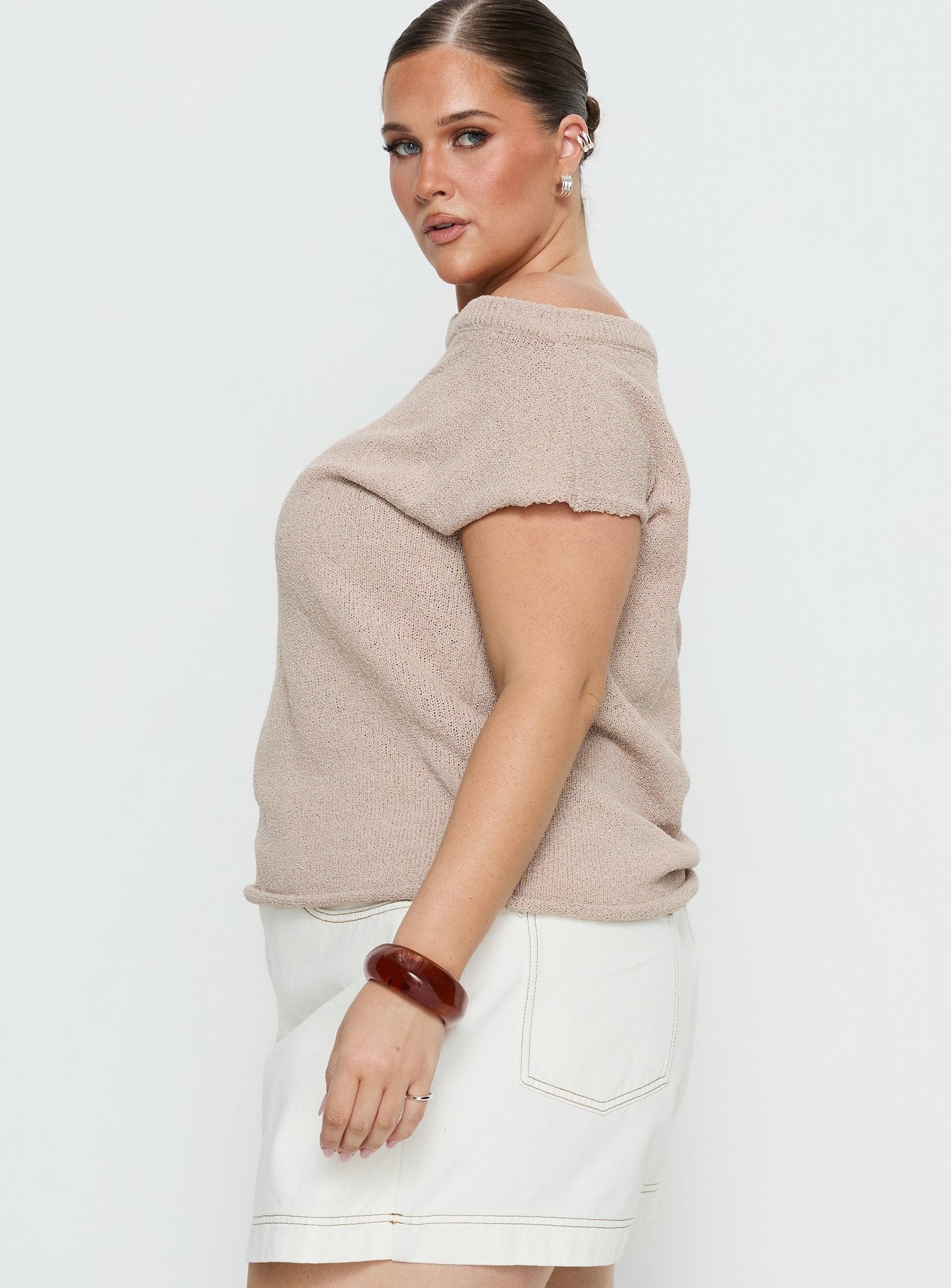 Ashfield Off Shoulder Top Oat Curve - Image 4