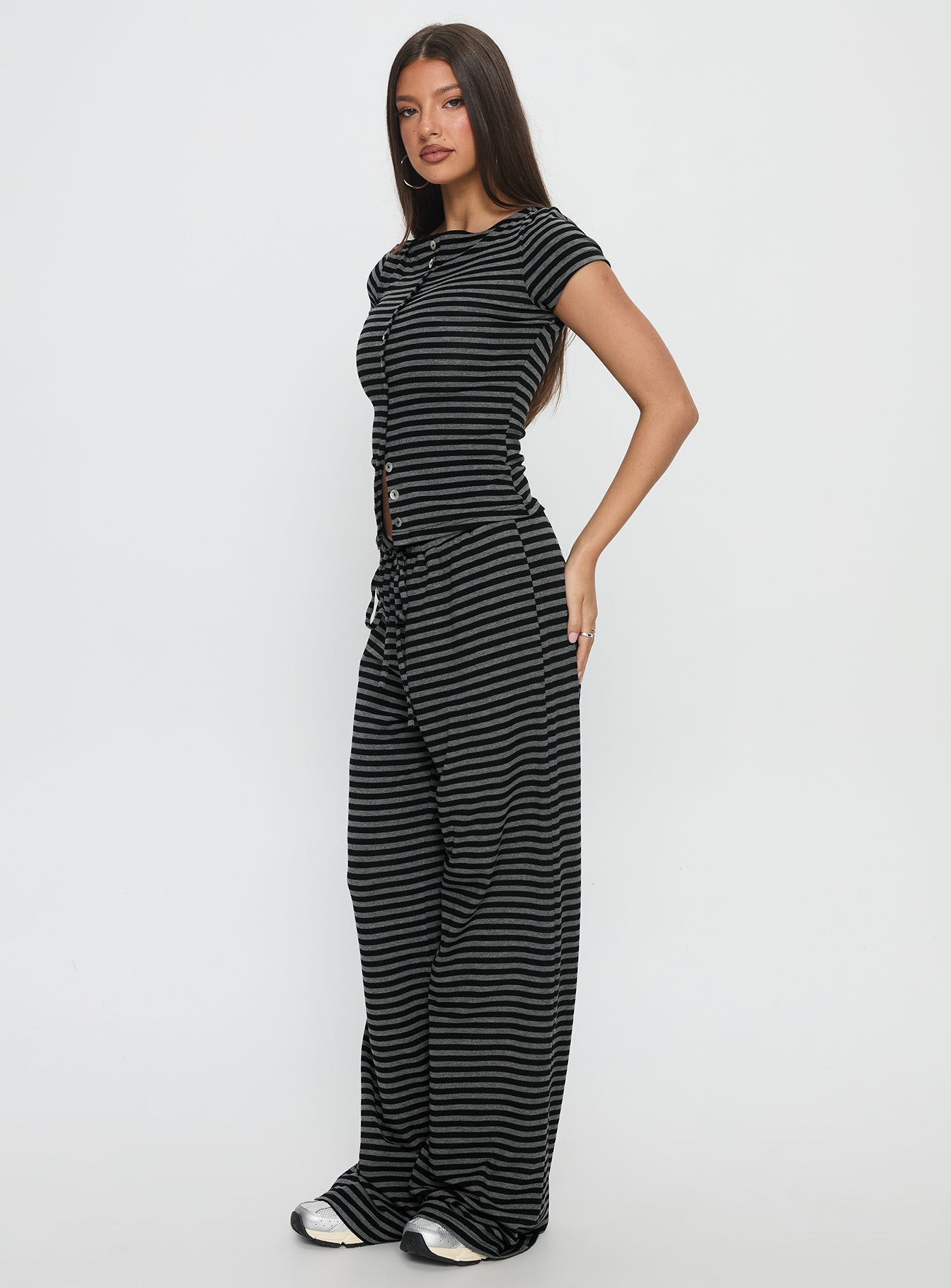 Gavrielle Jersey Wide Leg Pants Stripe - Image 4
