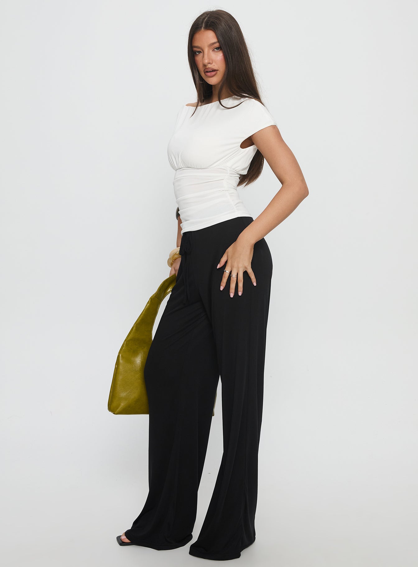 Gavrielle Jersey Wide Leg Pants Black - Image 4