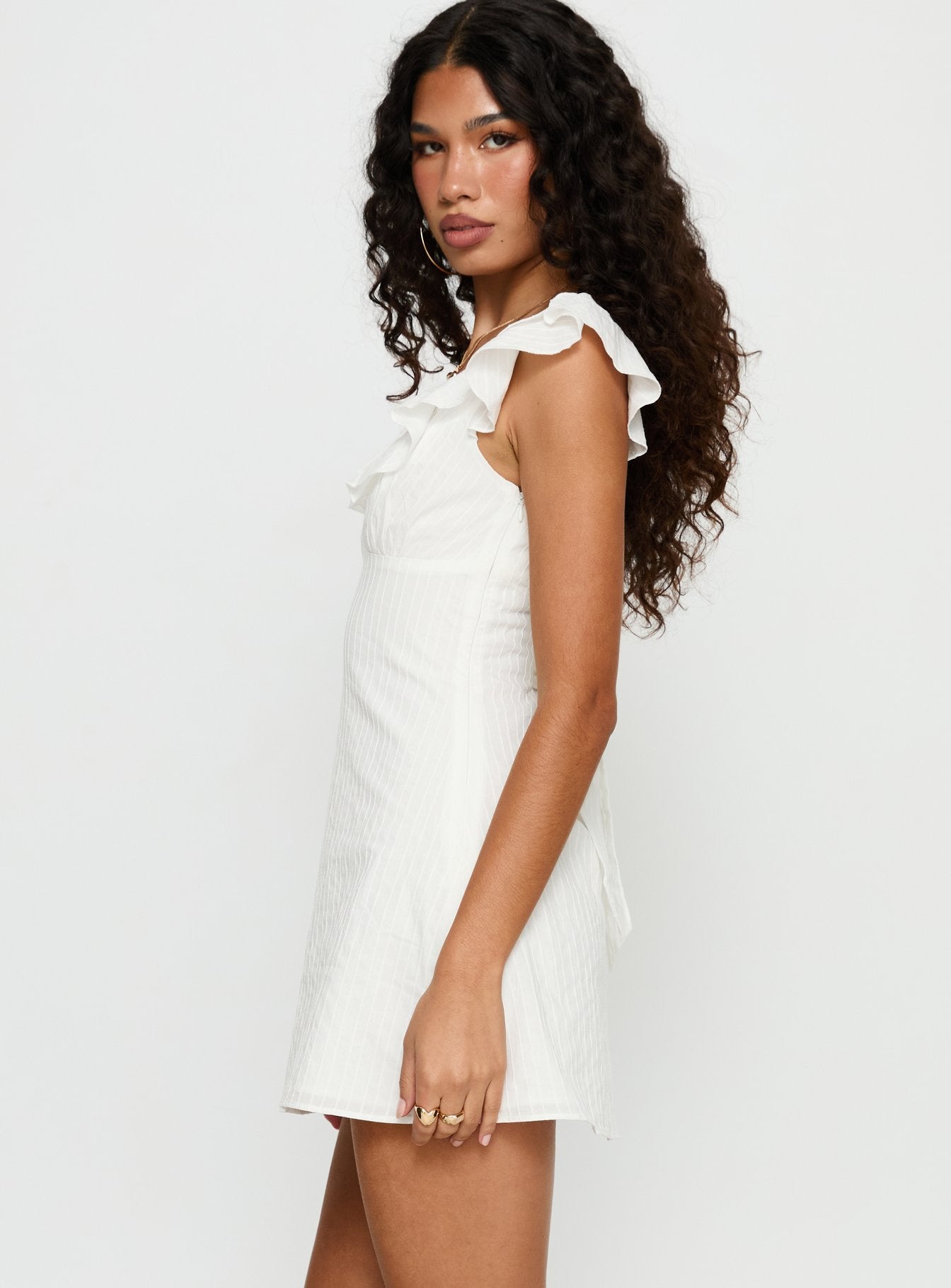 I Guess So Cotton Mini Dress White - Image 4