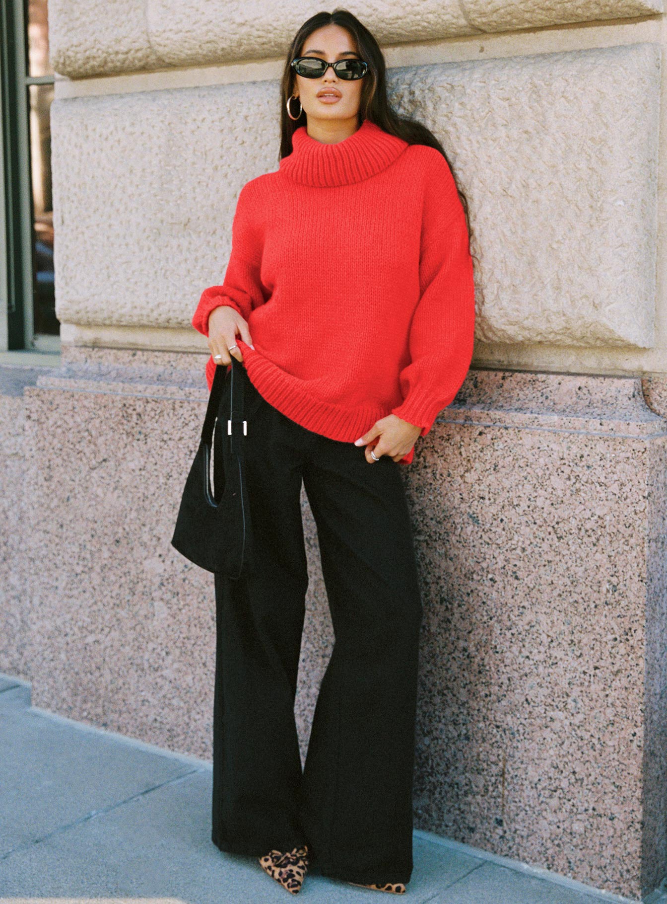 Let Love In Knit Sweater Red - Image 3