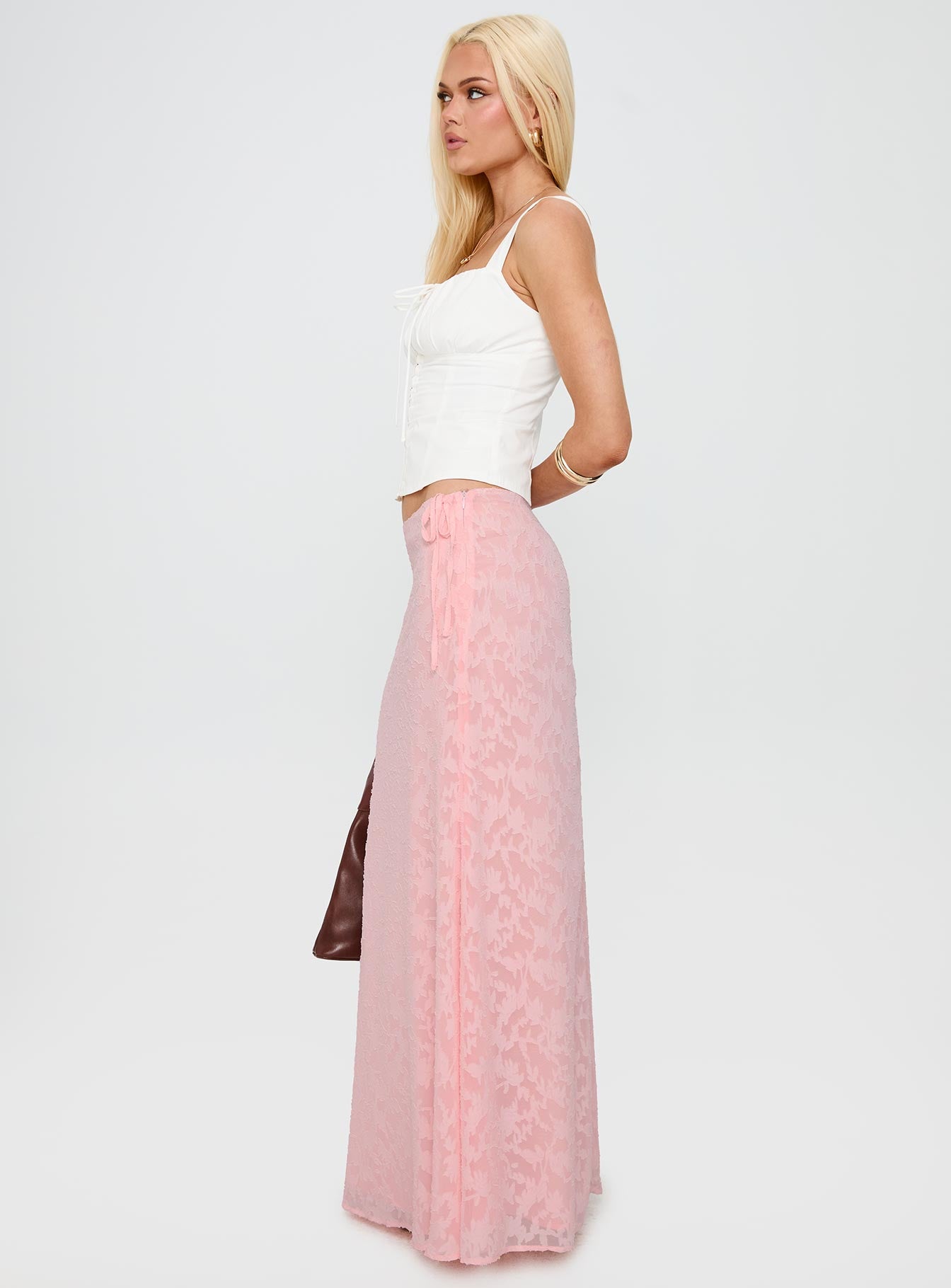 Youthful Spirit Lace Maxi Skirt Pink - Image 4