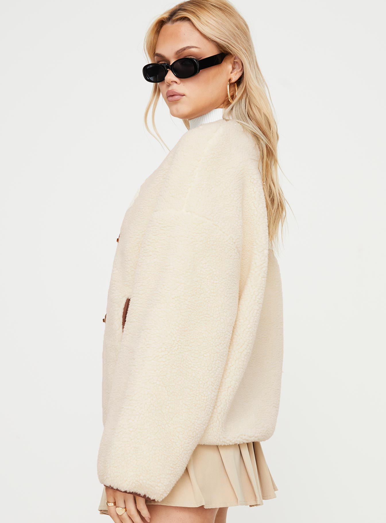 Adylic Teddy Coat Cream / Brown - Image 4