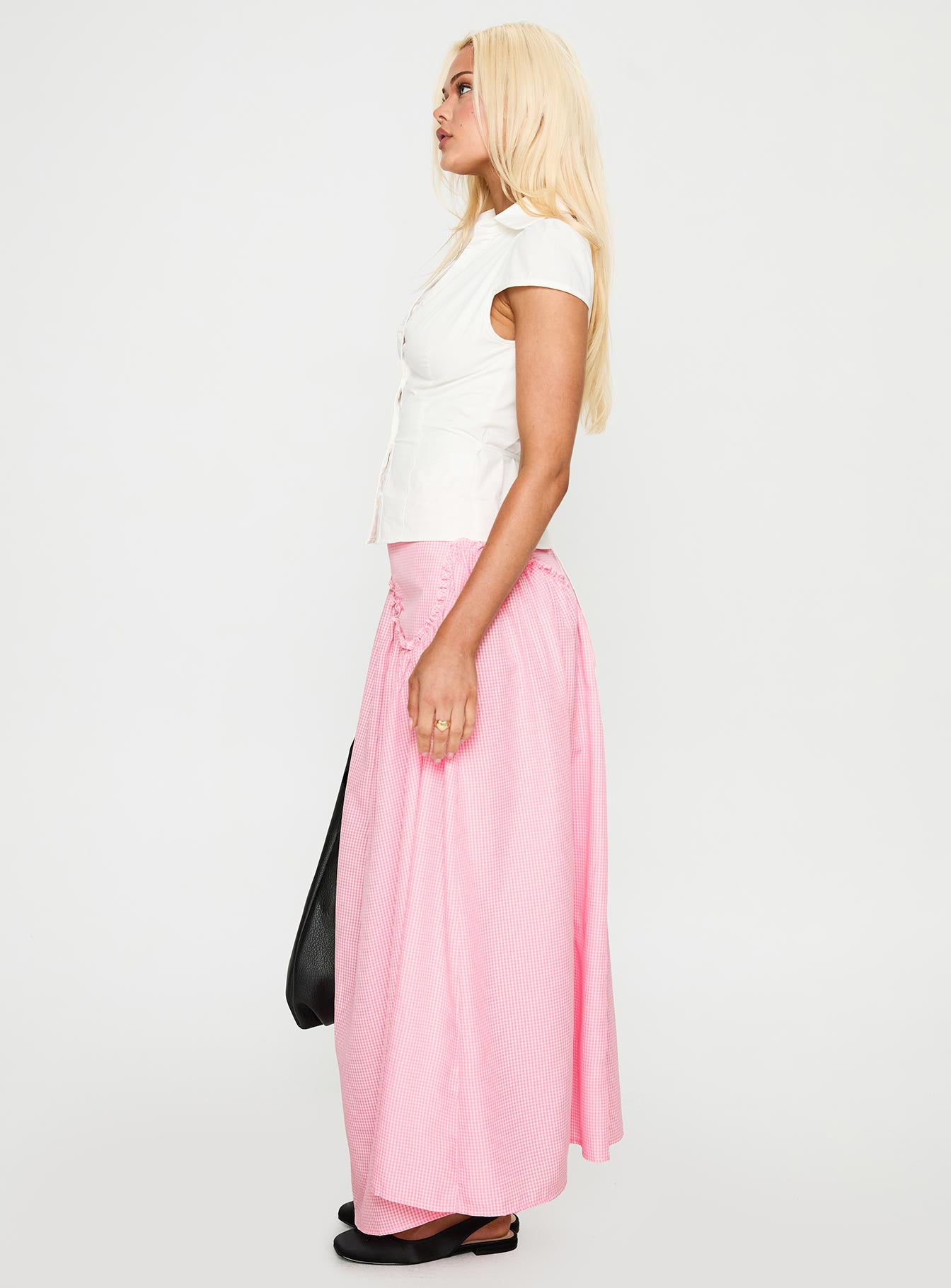 Apresia Maxi Skirt Pink Gingham - Image 4