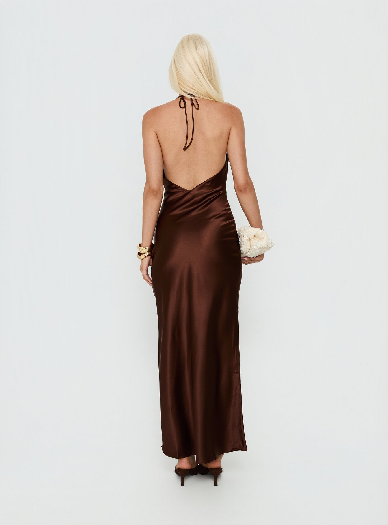Yazmeina Halter Keyhole Maxi Dress Brown - Image 4