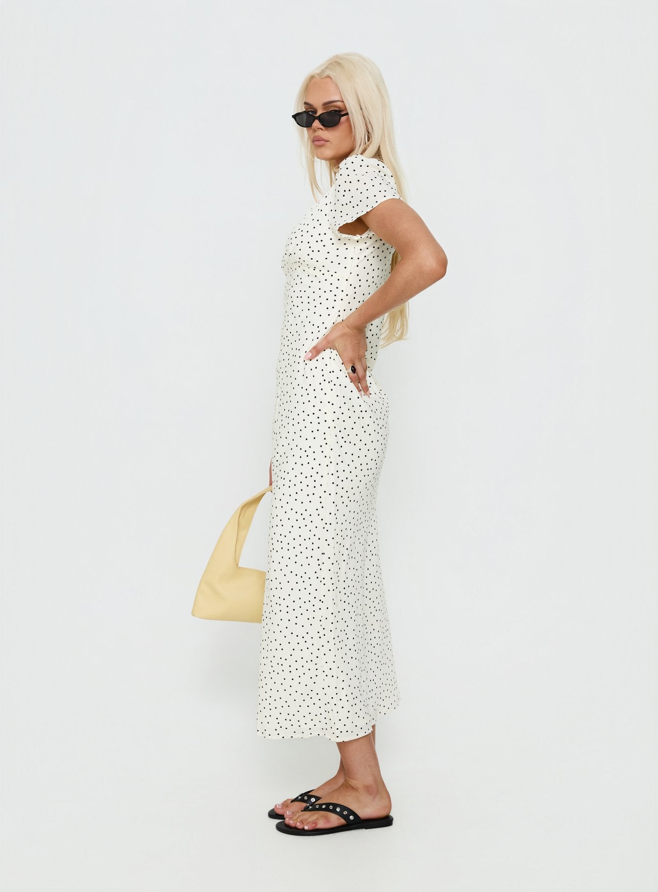 Mareiko V Neck Maxi Dress Cream Polka Dot - Image 4