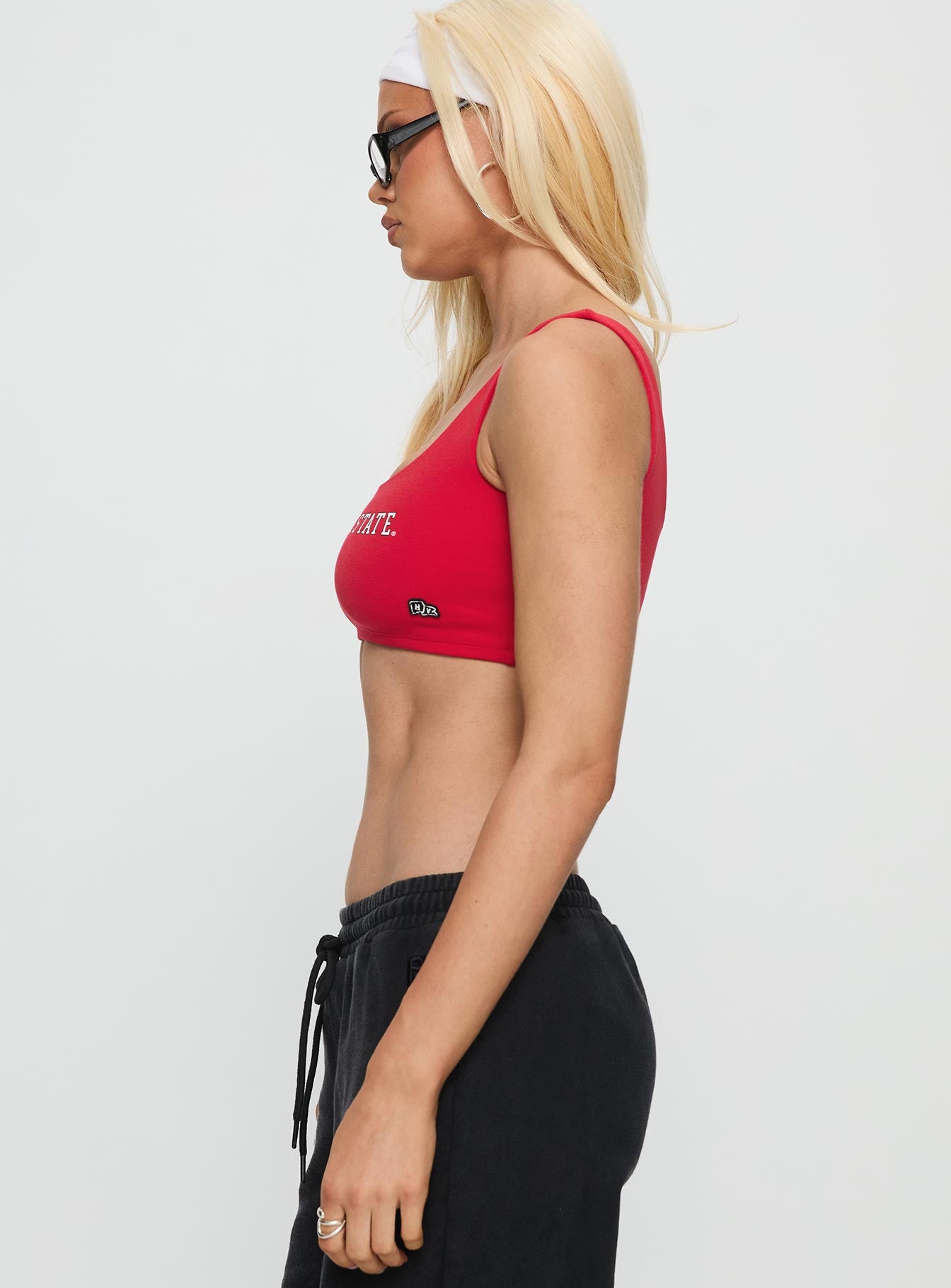 SDSU Scoop Neck Crop Top Red - Image 3