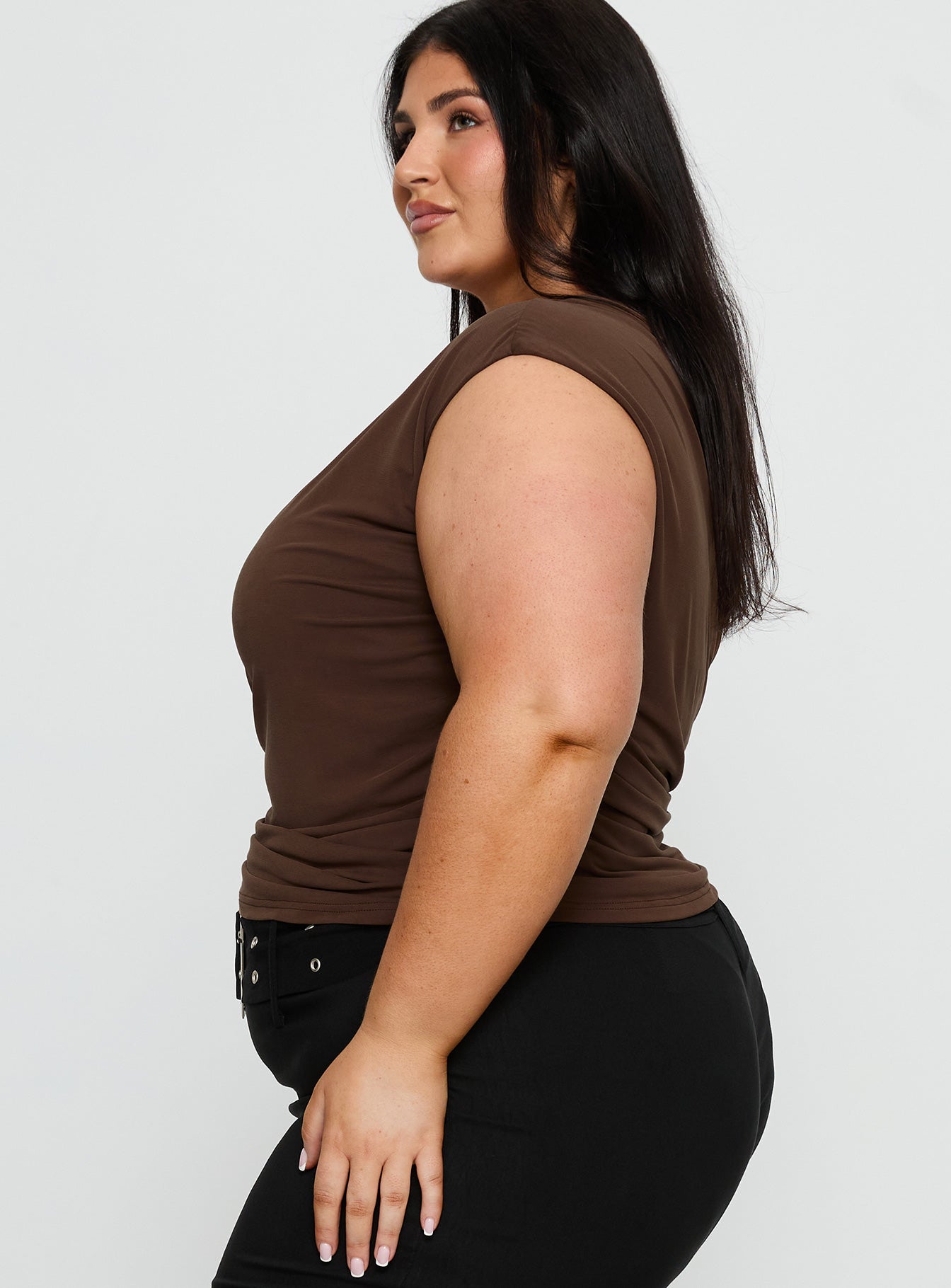 Amelyn One Shoulder Top Brown Curve - Image 3