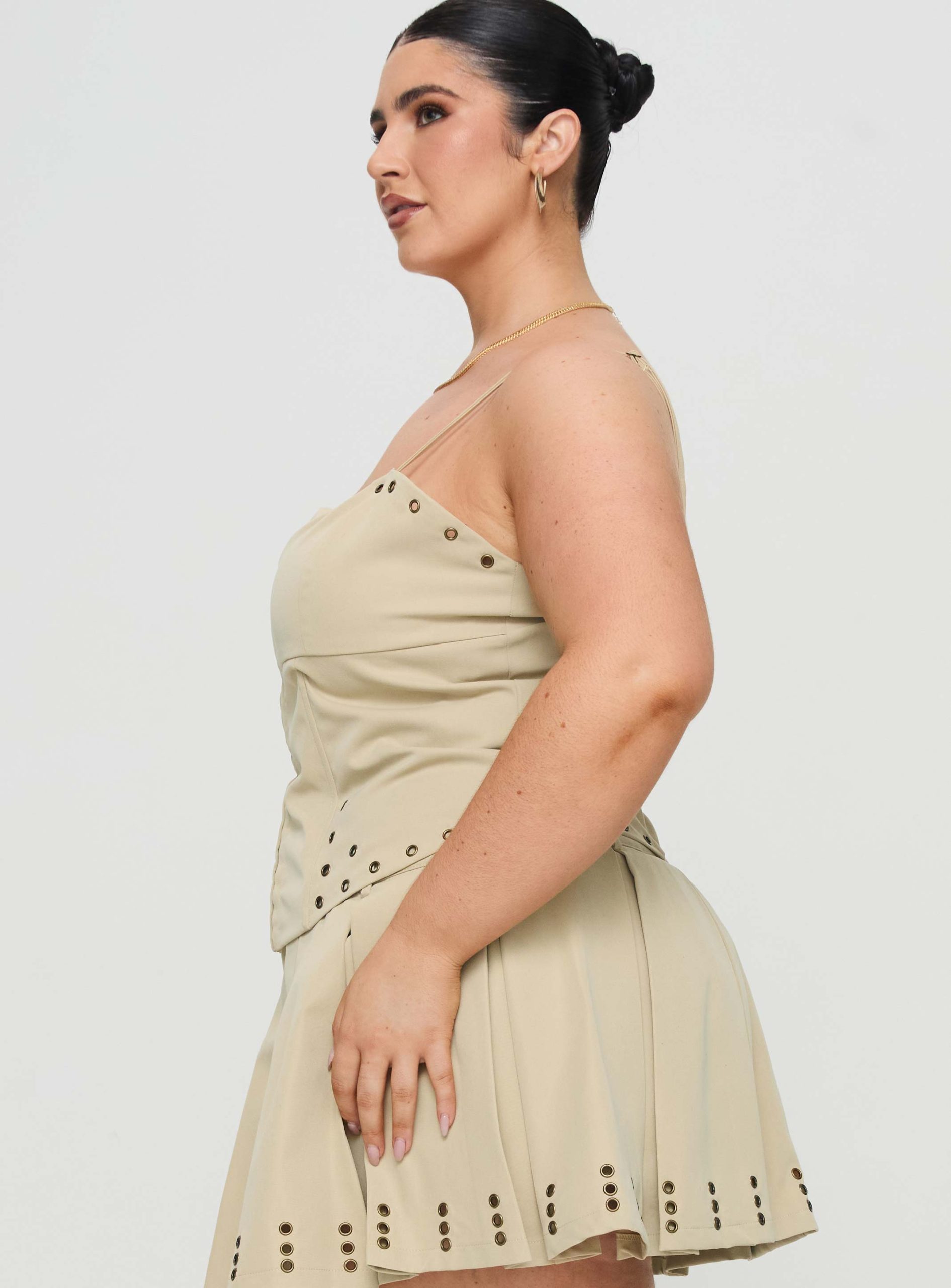 Alinzia Eyelet Corset Top Beige Curve - Image 4