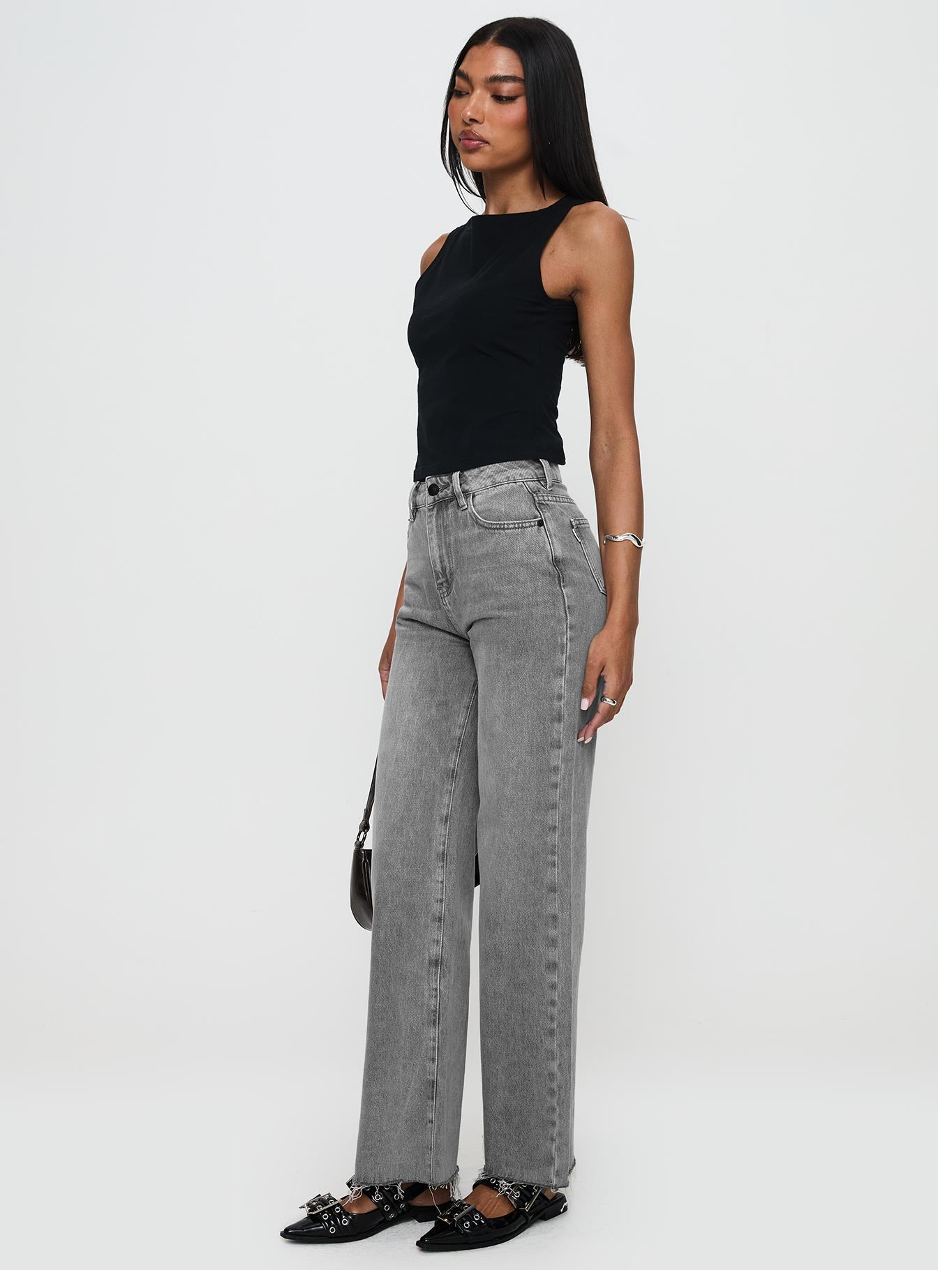 Henesey High Rise Straight Leg Jeans Washed Grey - Image 3