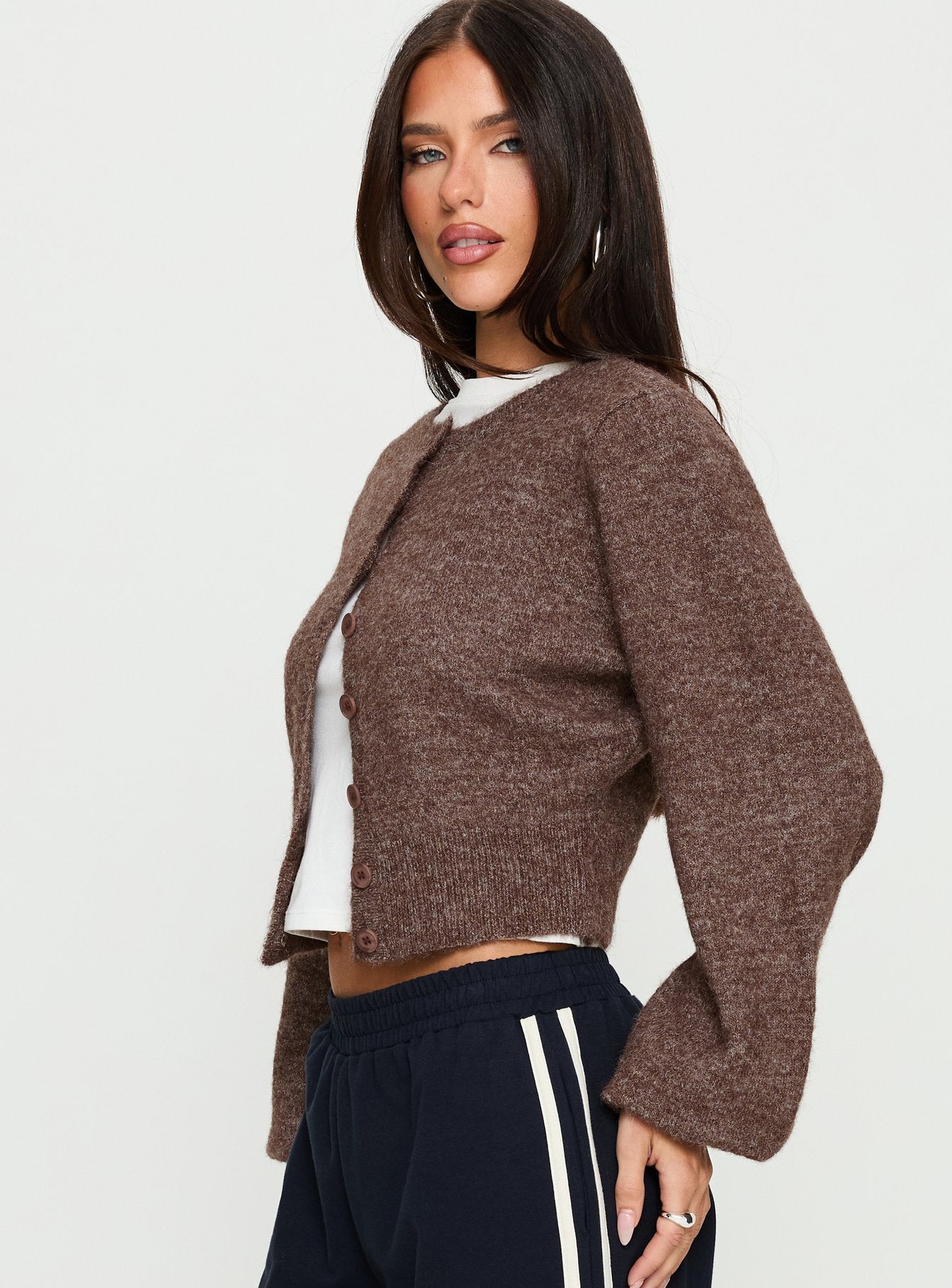 Dawsen Button Down Cardigan Brown - Image 3