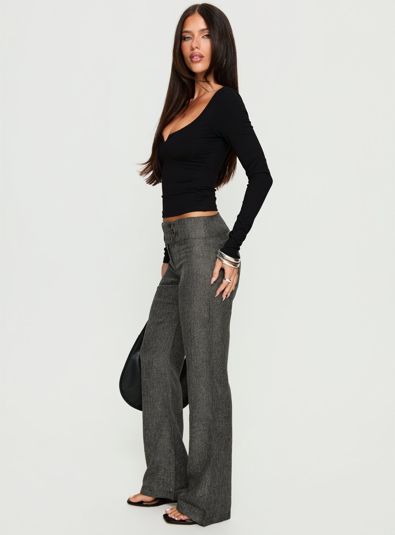 Karola Asymmetrical Buckle Pants Grey - Image 4