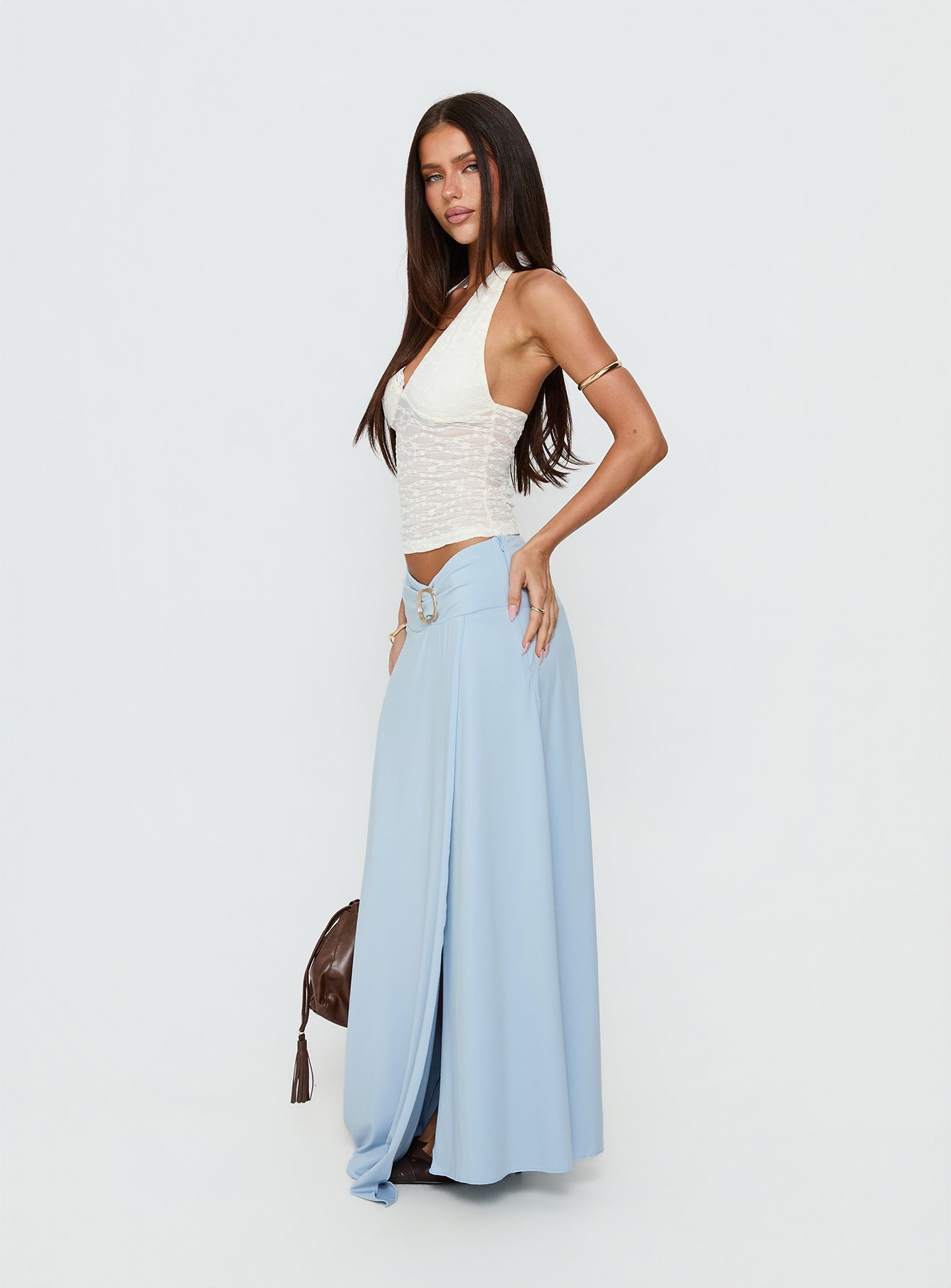 Nola Hardware Slit Maxi Skirt Blue - Image 3