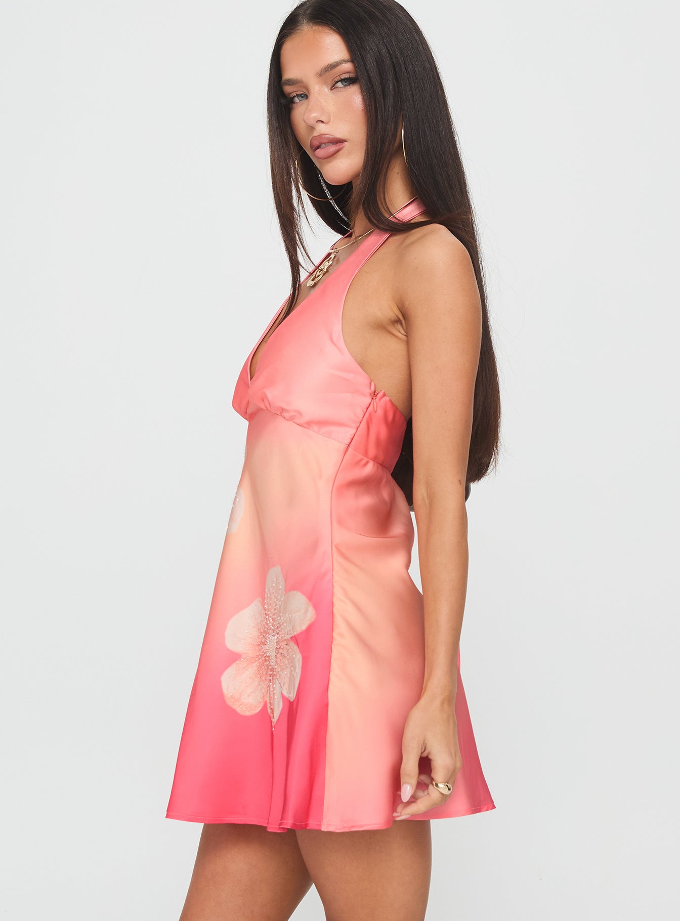 Laleisa Beaded Halter Mini Dress Multi - Image 3
