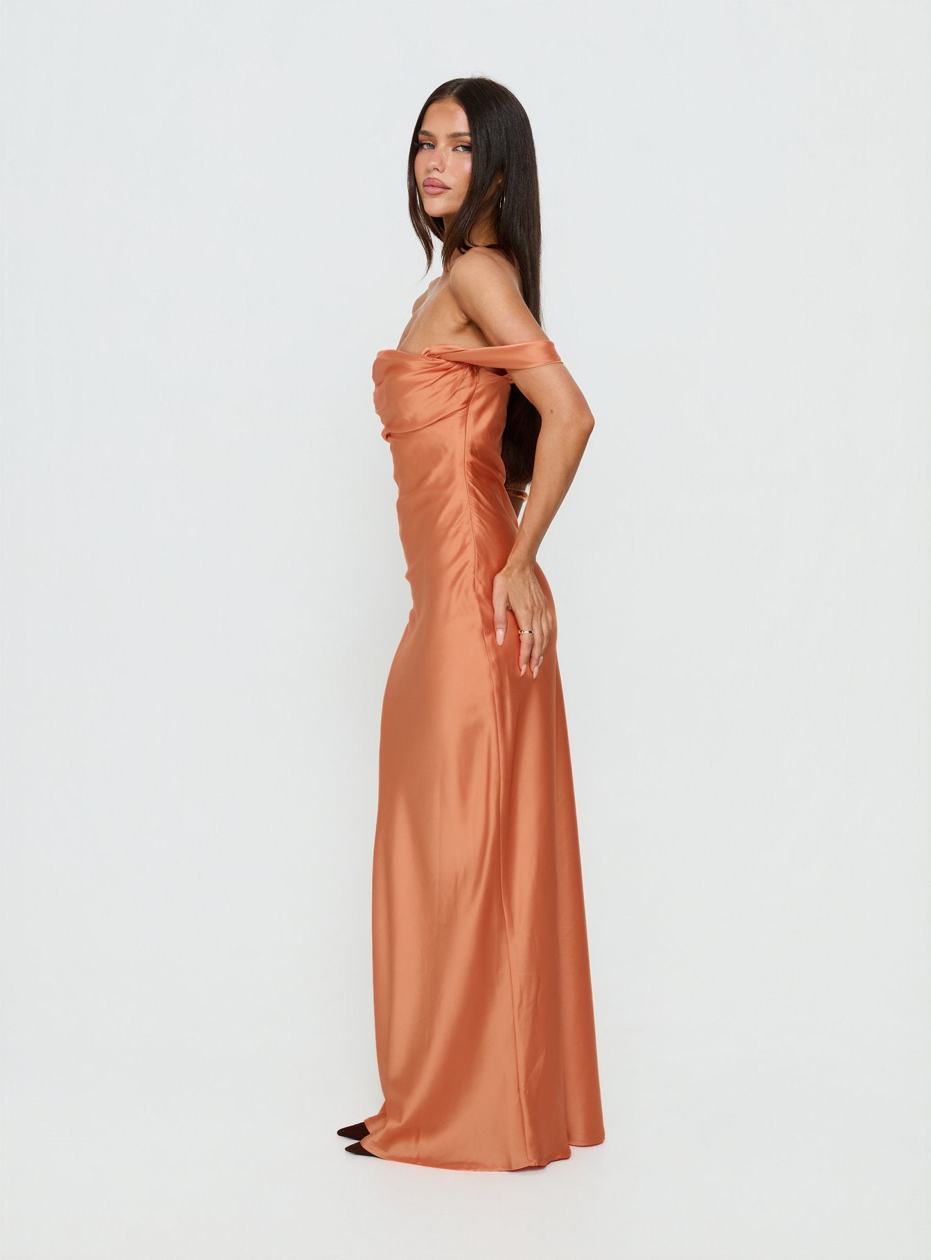 Azura Off The Shoulder Maxi Dress Orange - Image 4